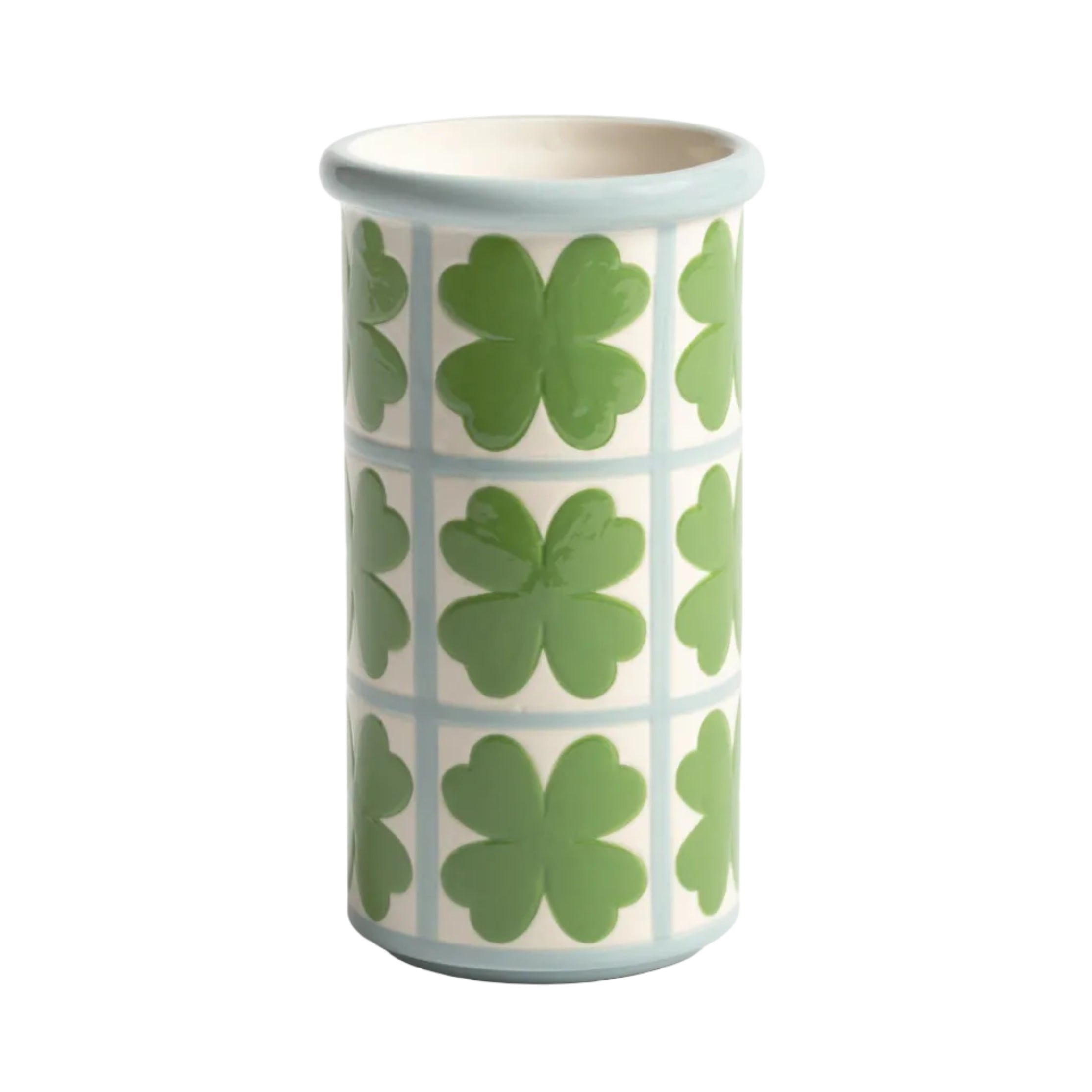 Vaas PATCH CLOVER wit met blauw en groen