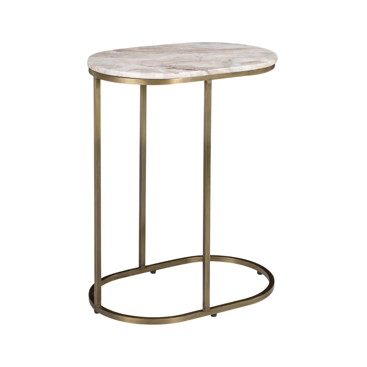 Bijzettafel BOTTEGA goud met marmeren blad