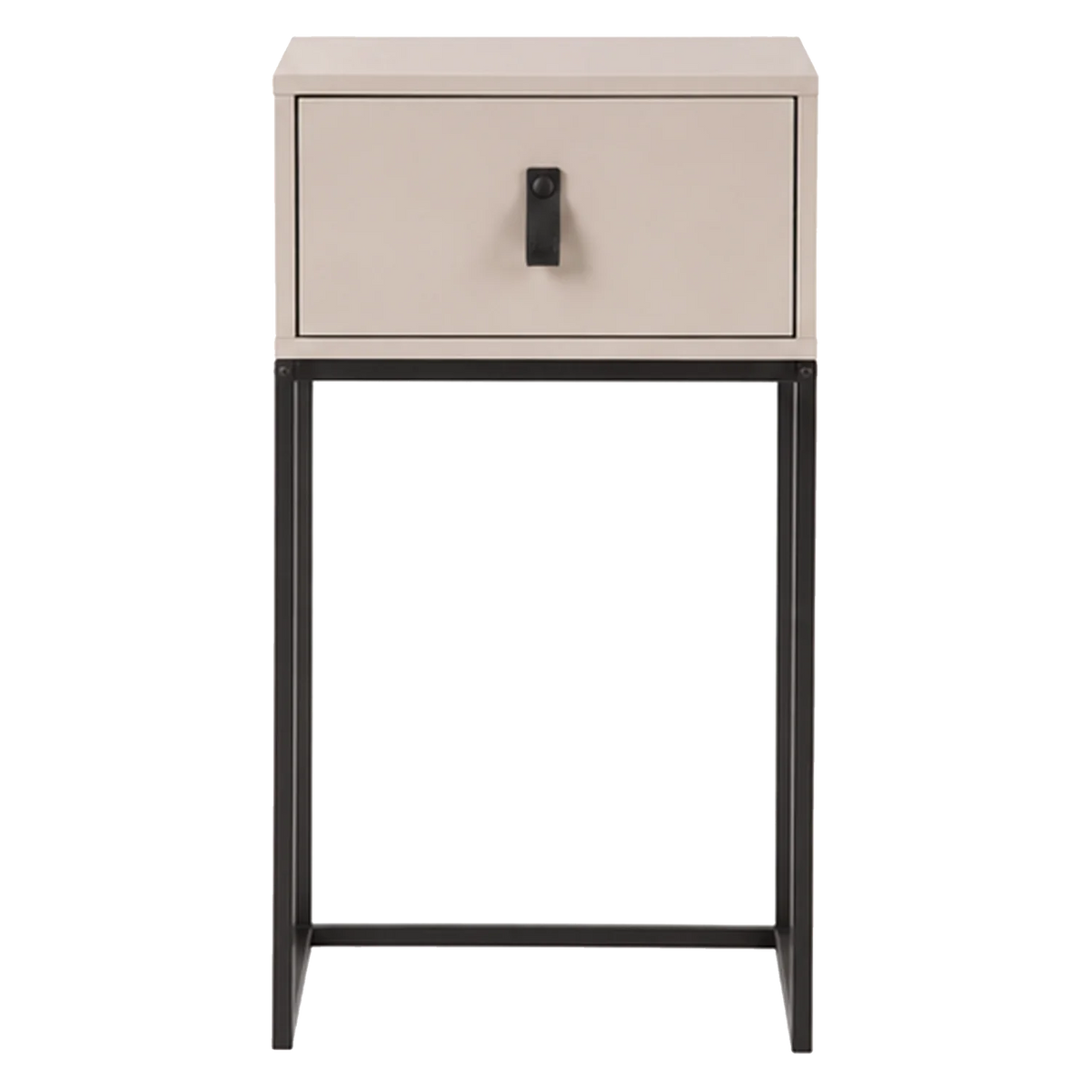 Nachtkastje ZOLA beige met zwarte basis