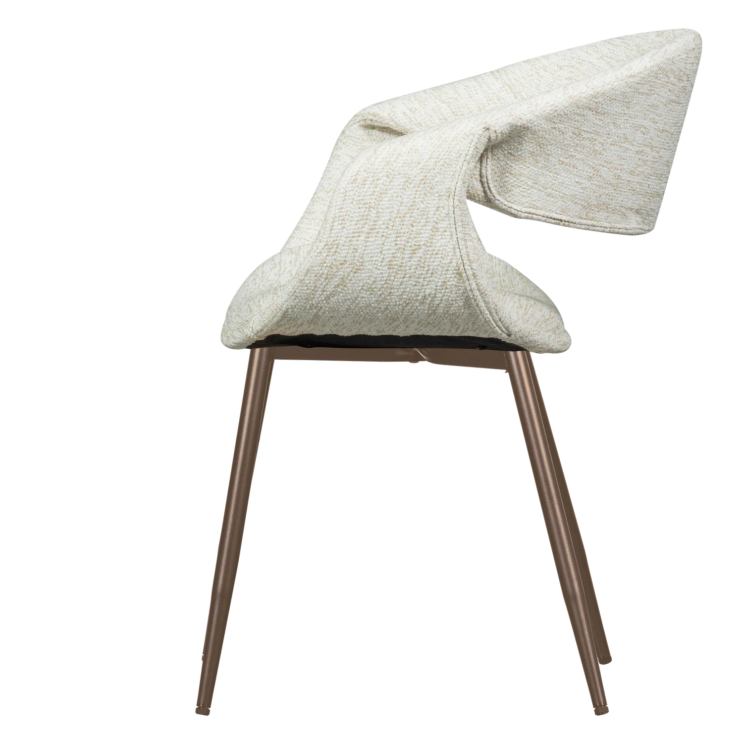 YOSSI armstoel wit met een bruine metalen basis