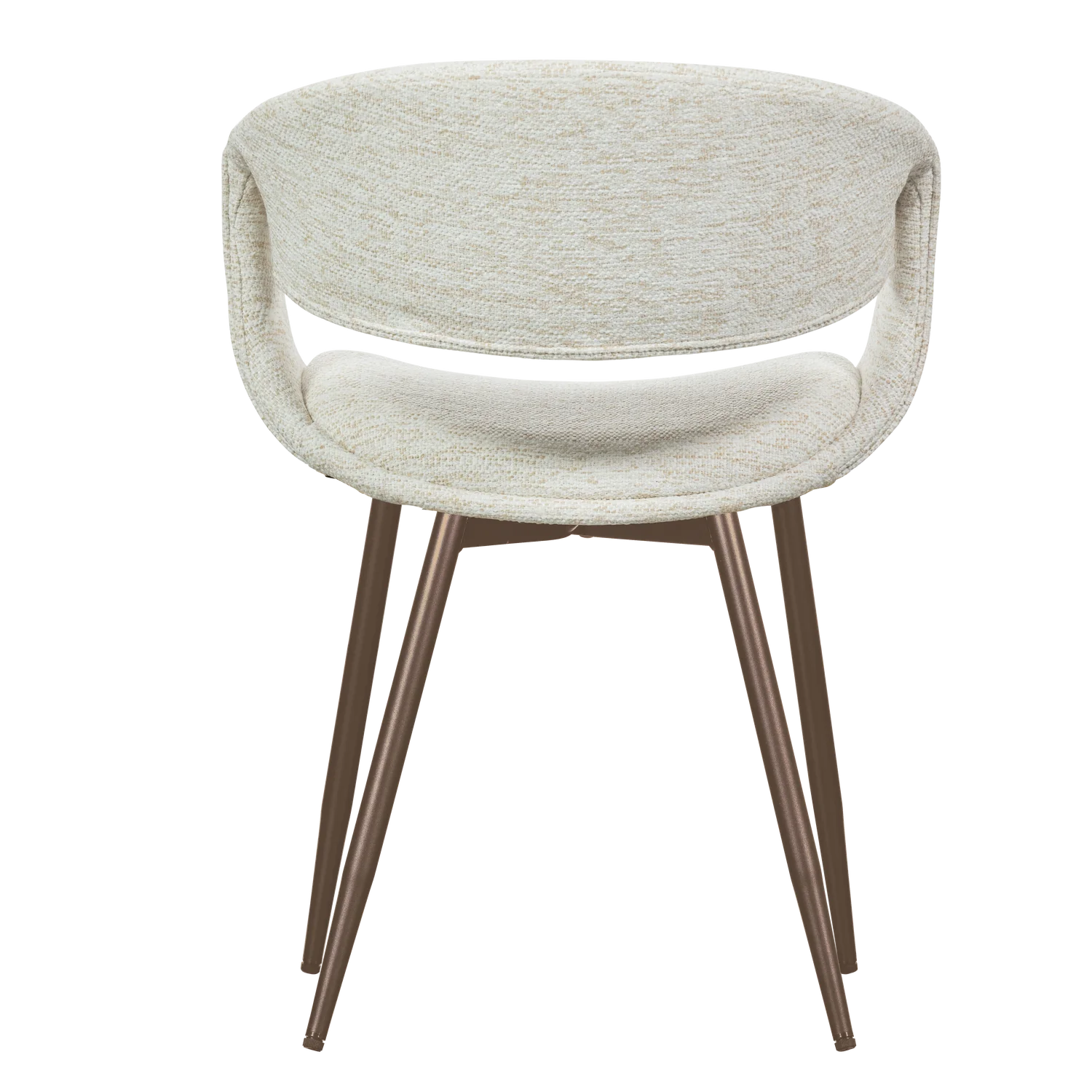 YOSSI armstoel wit met een bruine metalen basis