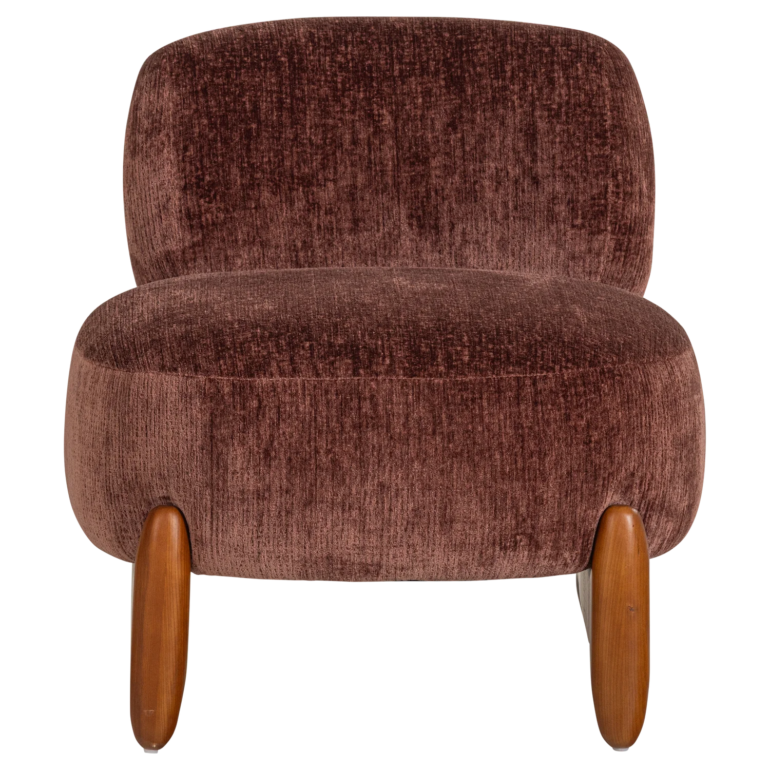 Fauteuil RUNI bordeaux met houten basis