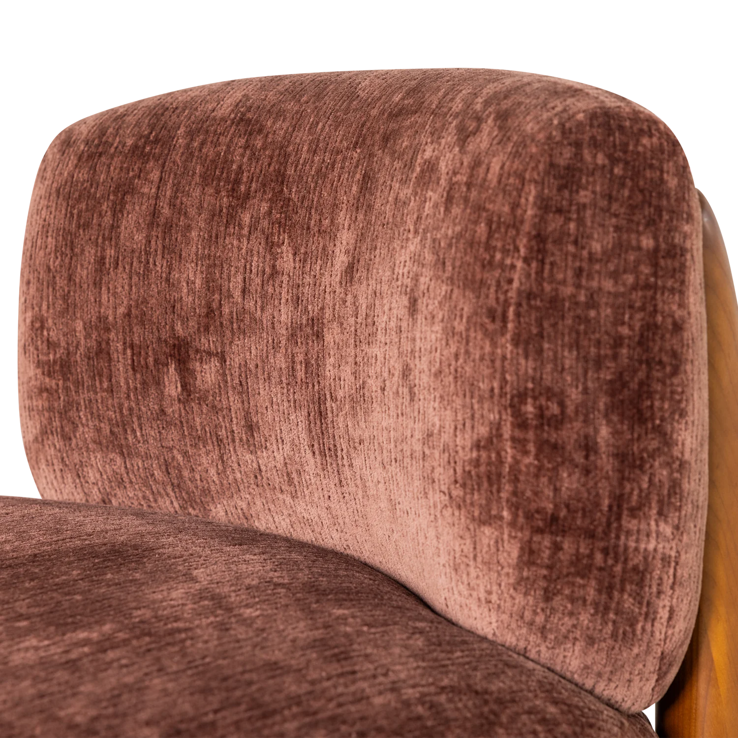 Fauteuil RUNI bordeaux met houten basis