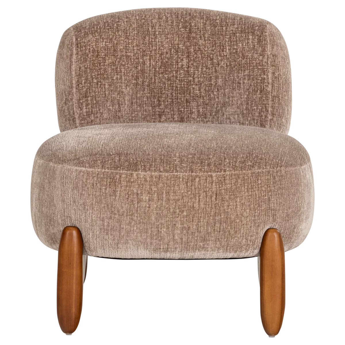 Fauteuil RUNI zandkleurig met houten basis