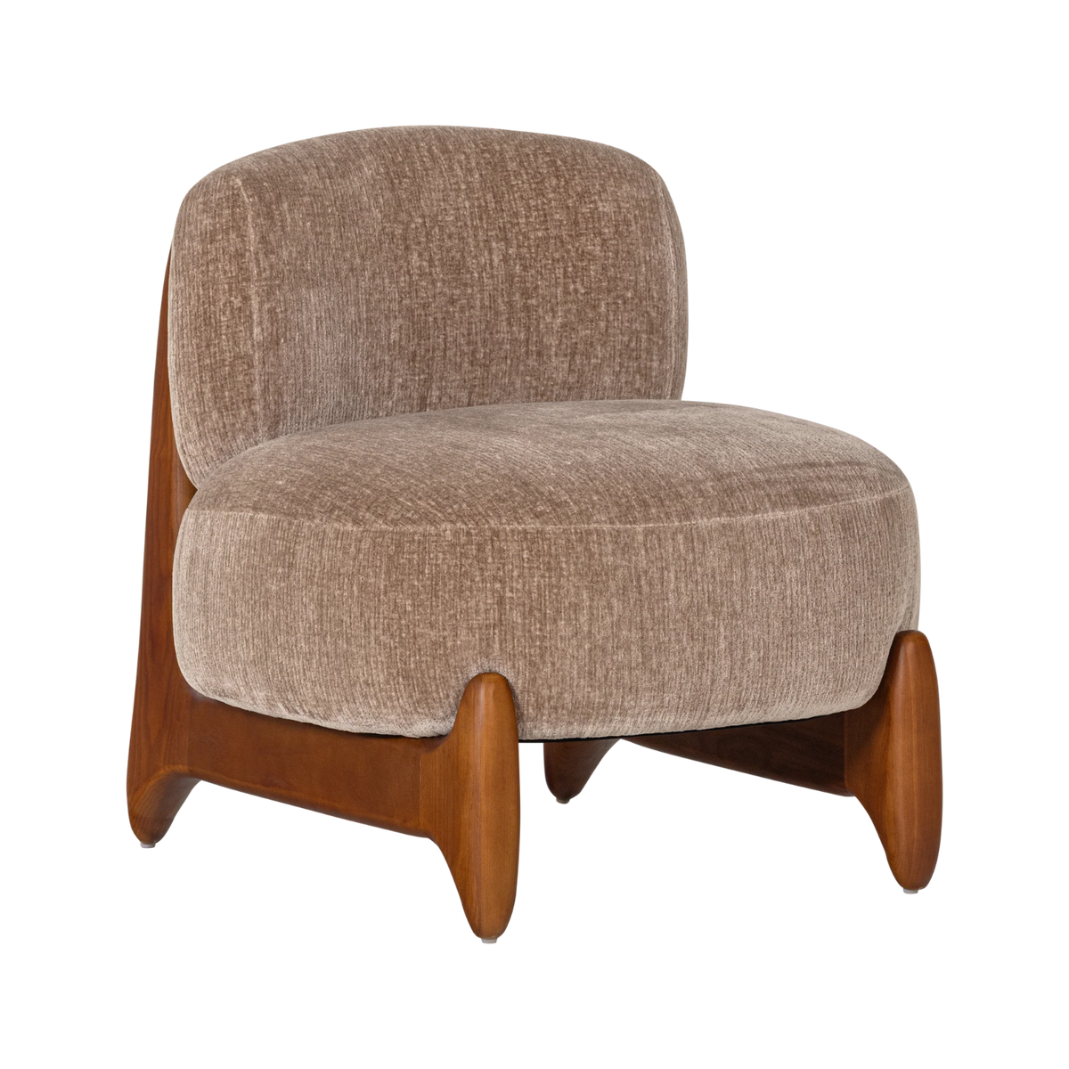 Fauteuil RUNI zandkleurig met houten basis