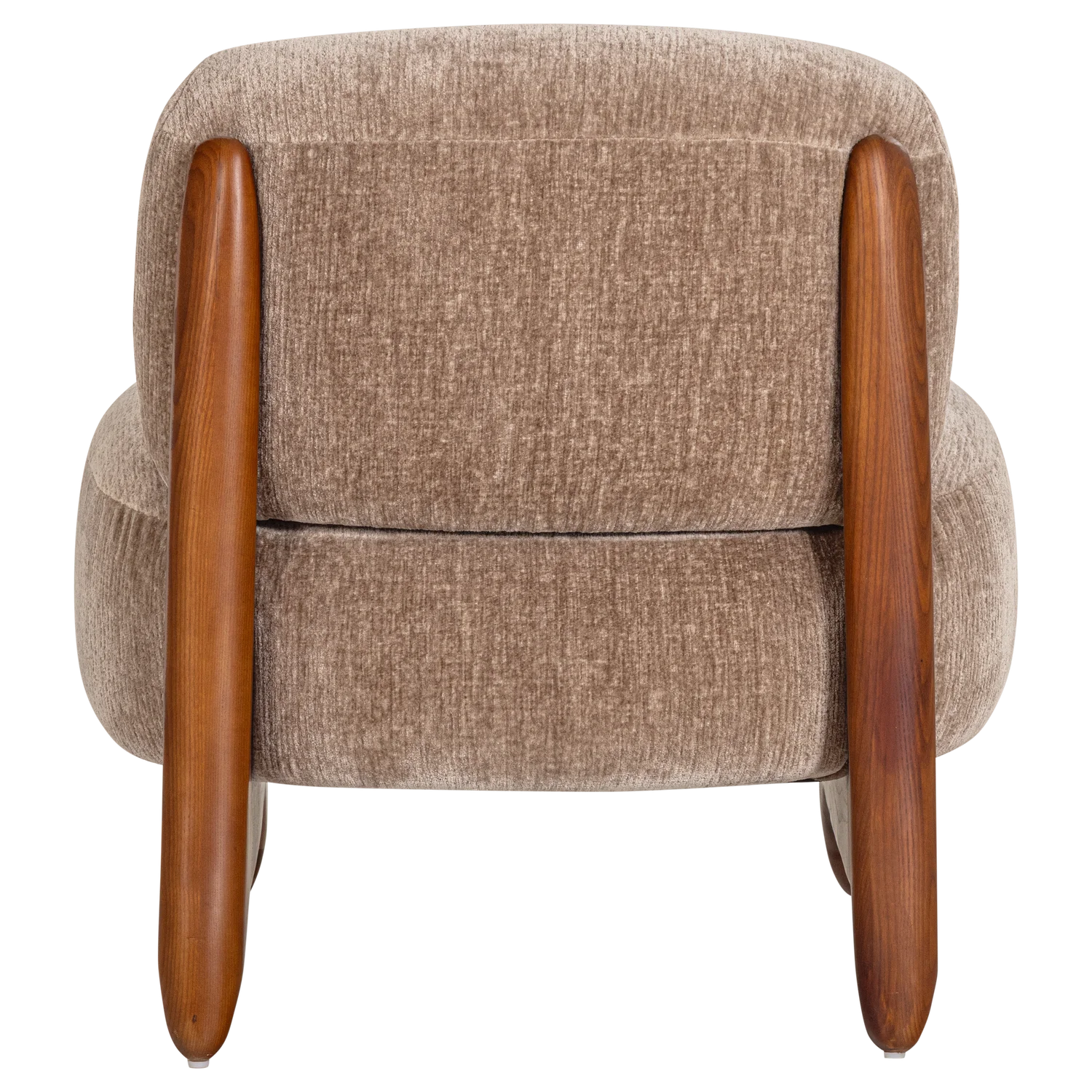 Fauteuil RUNI zandkleurig met houten basis