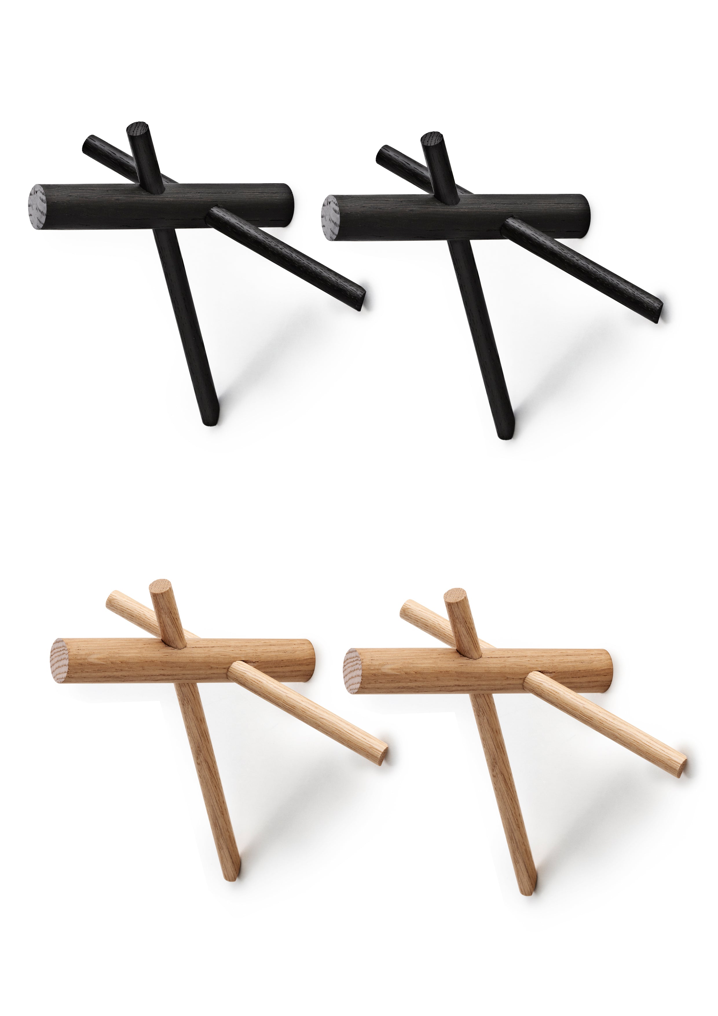 STICKS coat rack set black oak wood