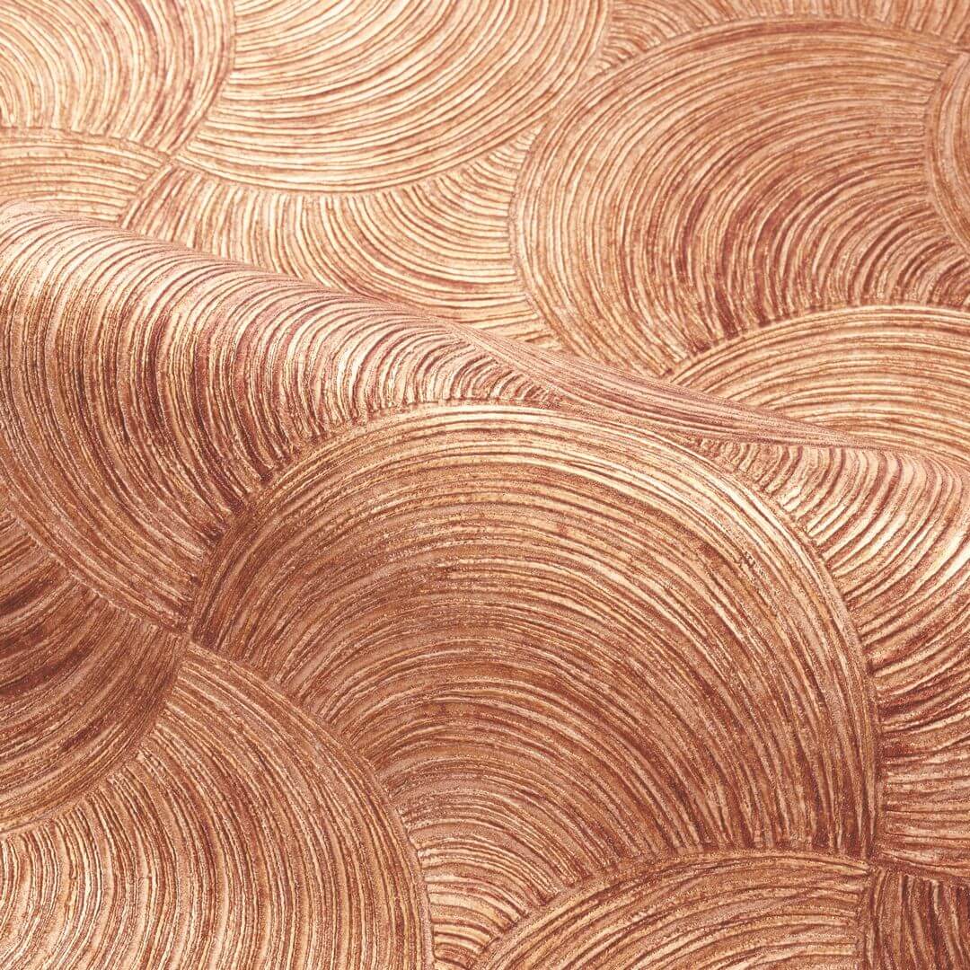 Strukturierte metallische Tapete mit abstraktem Muster APHELIE - CUIVRE kupferfarben