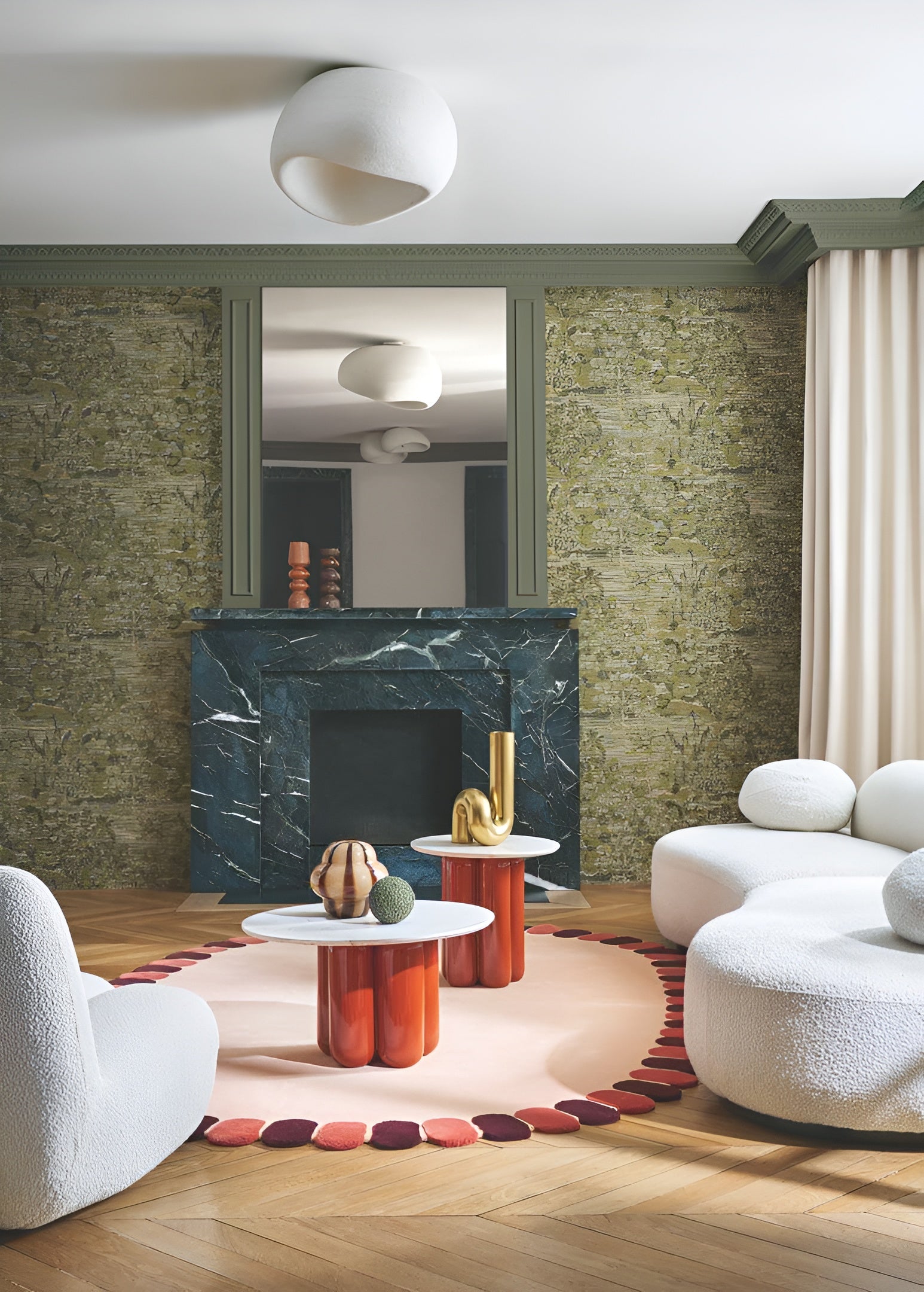 Structuurtapijt met plantaardig bladerenpatroon VERDURE - GROEN