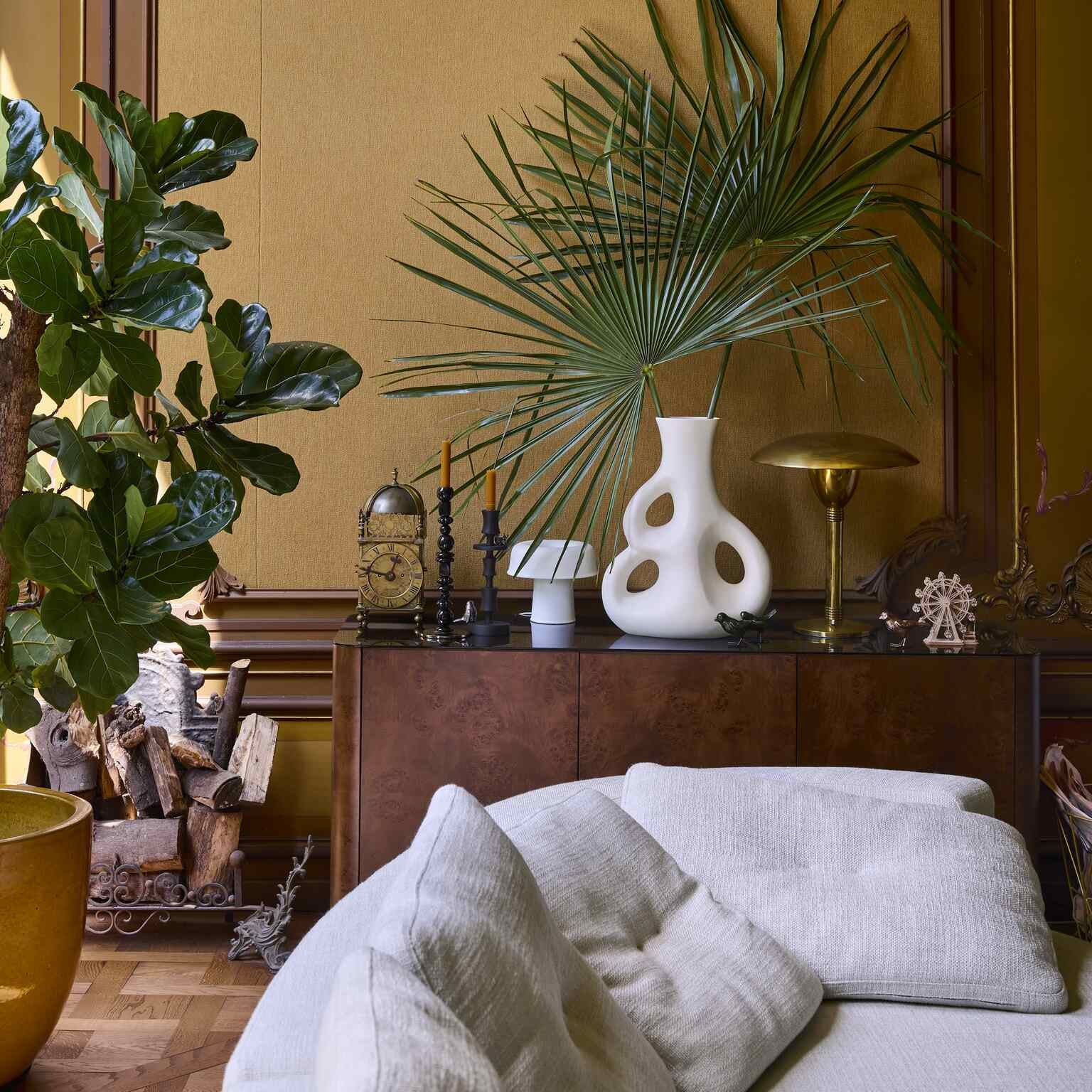 Enkele kaarsenhouder BEADS wit met gouden elementen