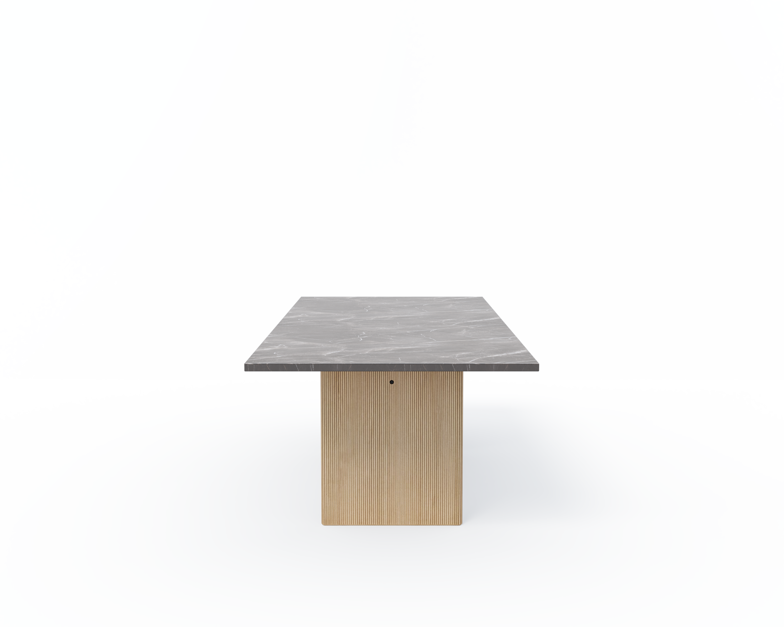 Tafel CABIN grijs marmeren blad met lichte eiken basis