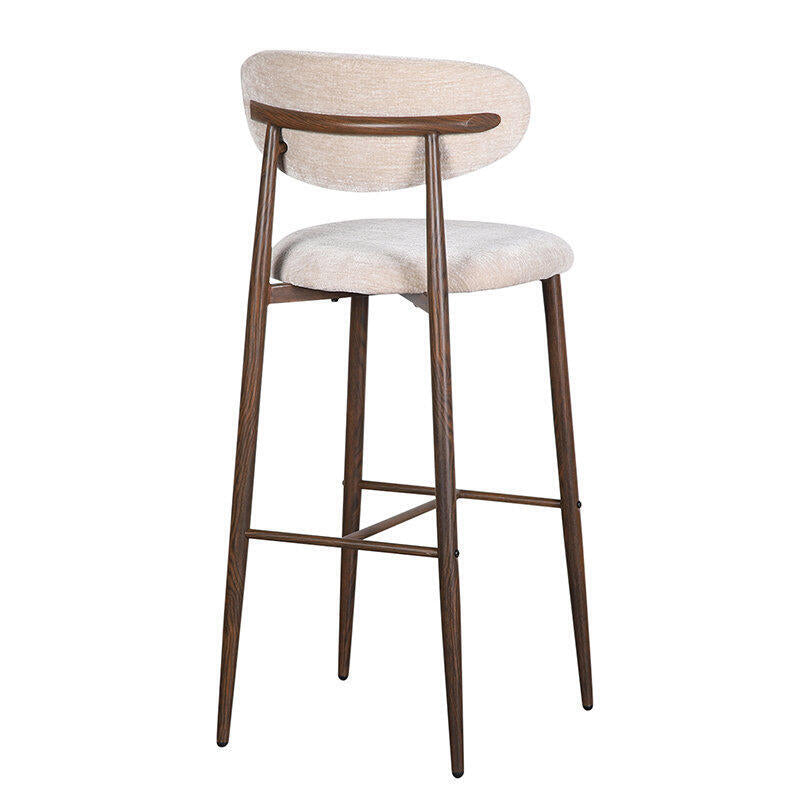 Hocker JAPANDI beige met een donkere houten basis