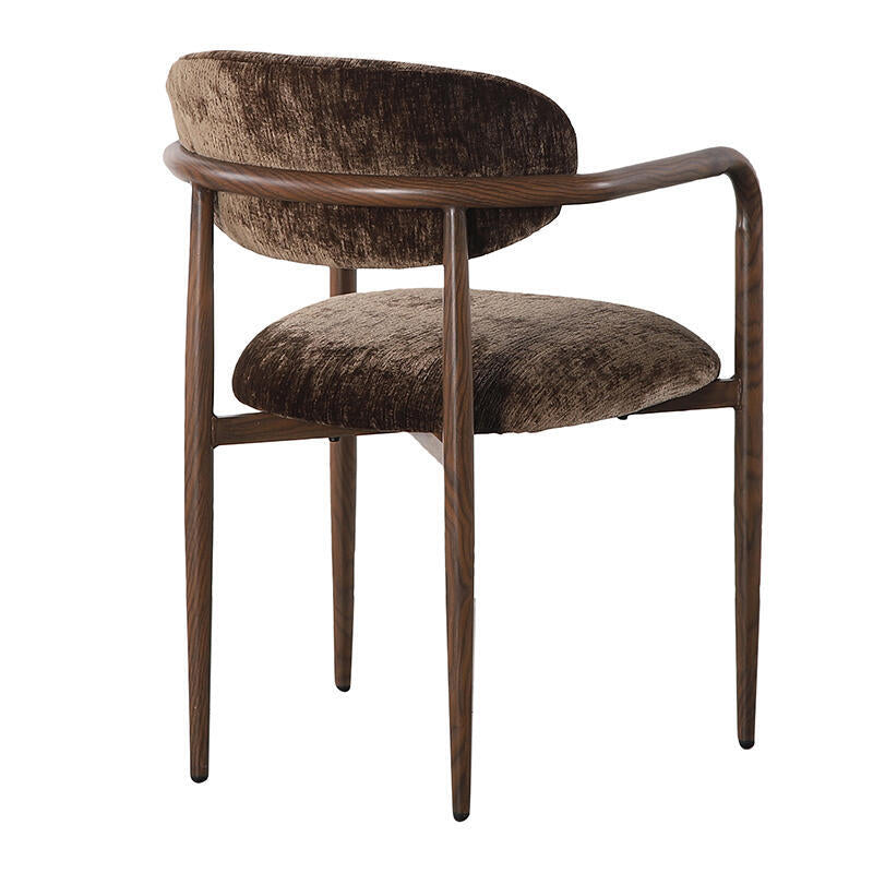 SAKE Armchair in Brown with Dark Wooden Base