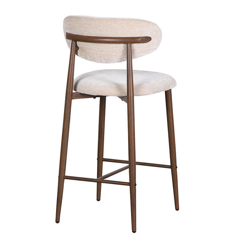 Hocker JAPANDI beige met een donkere houten basis