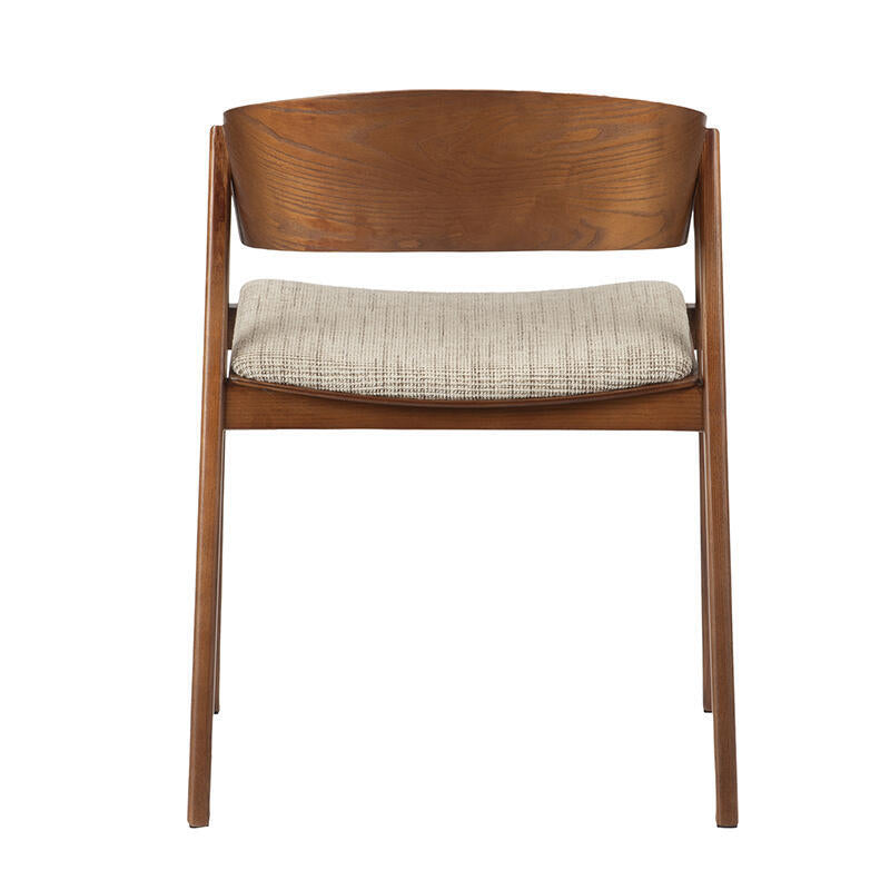 Eetstoel EDO beige met een donkere houten basis