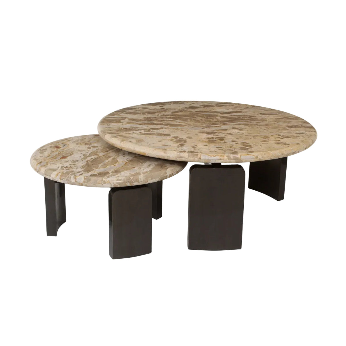 Set van salontafels BAYONNE beige marmer met bruin