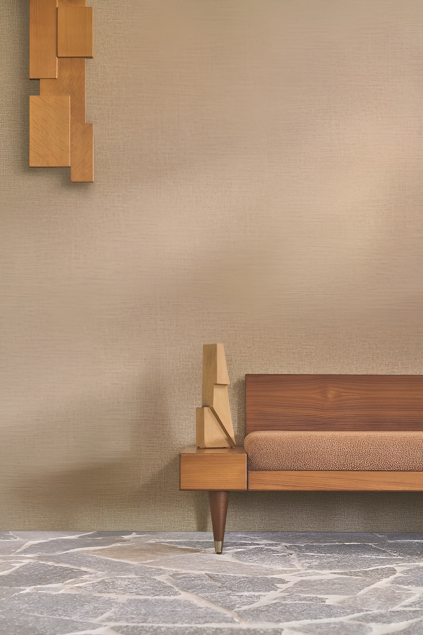 Strukturierte Tapete, die Leinenstoff imitiert LINA - SABLE sandbeige