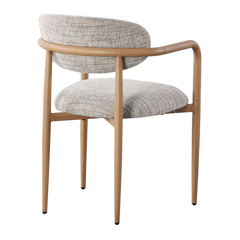 Armlehnstuhl SAKE in grau-beige mit Holzgestell