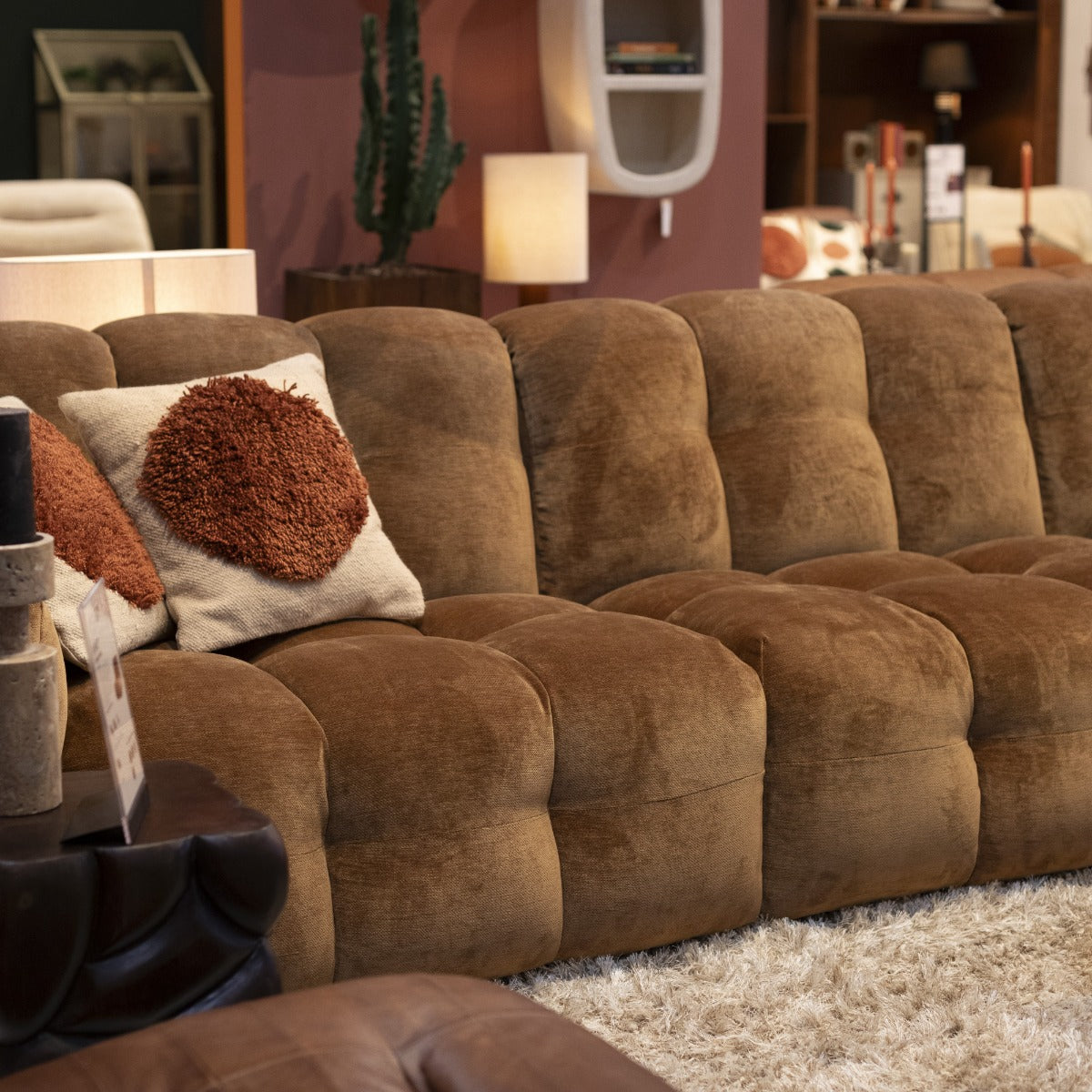 Sofa 4,5-sitzige HACKMAN cognac Samt