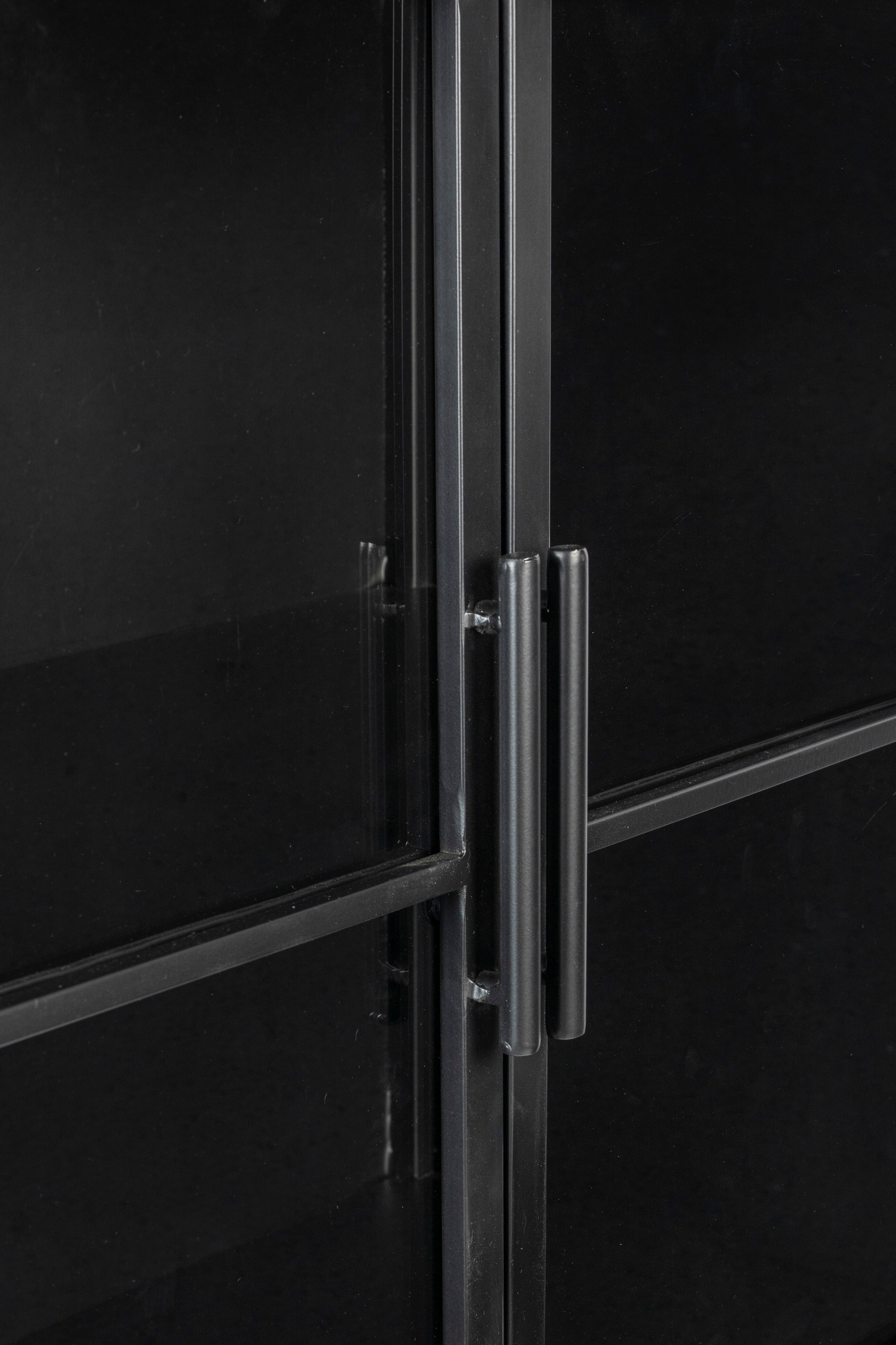 Zwarte FERRE 4-deurs vitrinekast