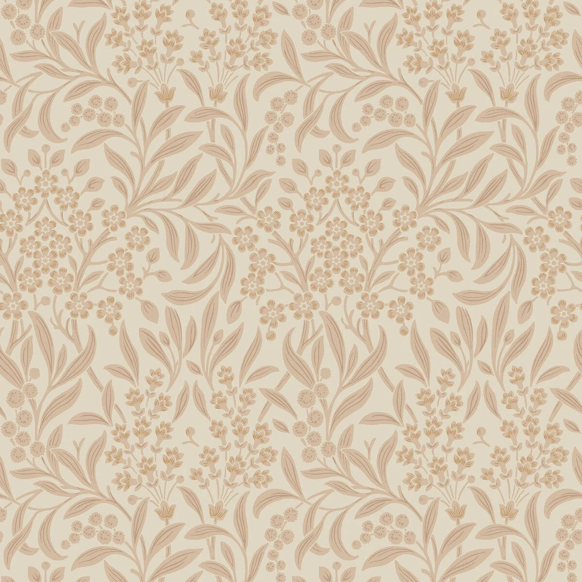 Vlies-Tapete mit pflanzlichem Muster KRYDDHYLLAN beige mit Rosa