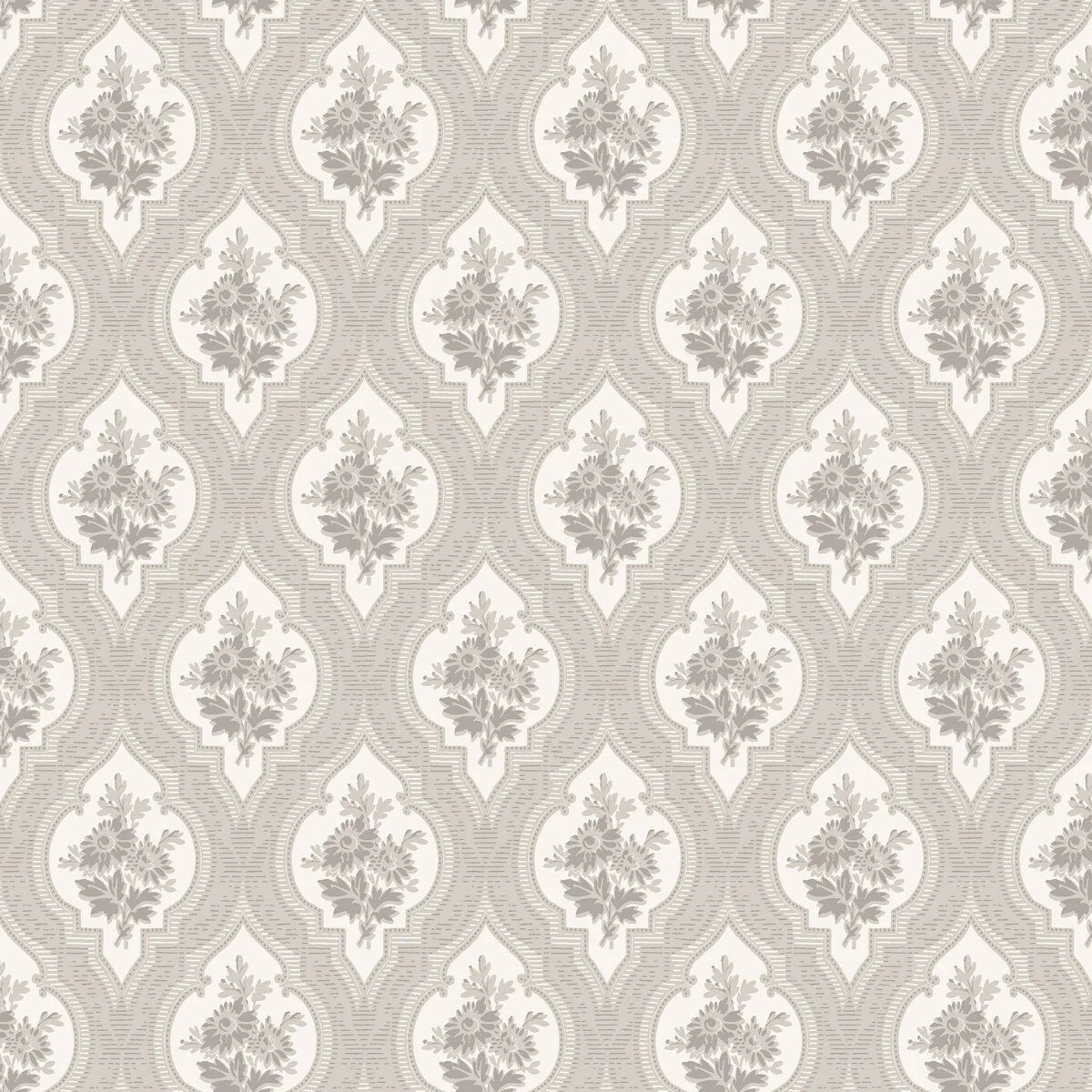 Tapete mit pflanzlichem Medaillonmuster ETERNAL FLOWER beige