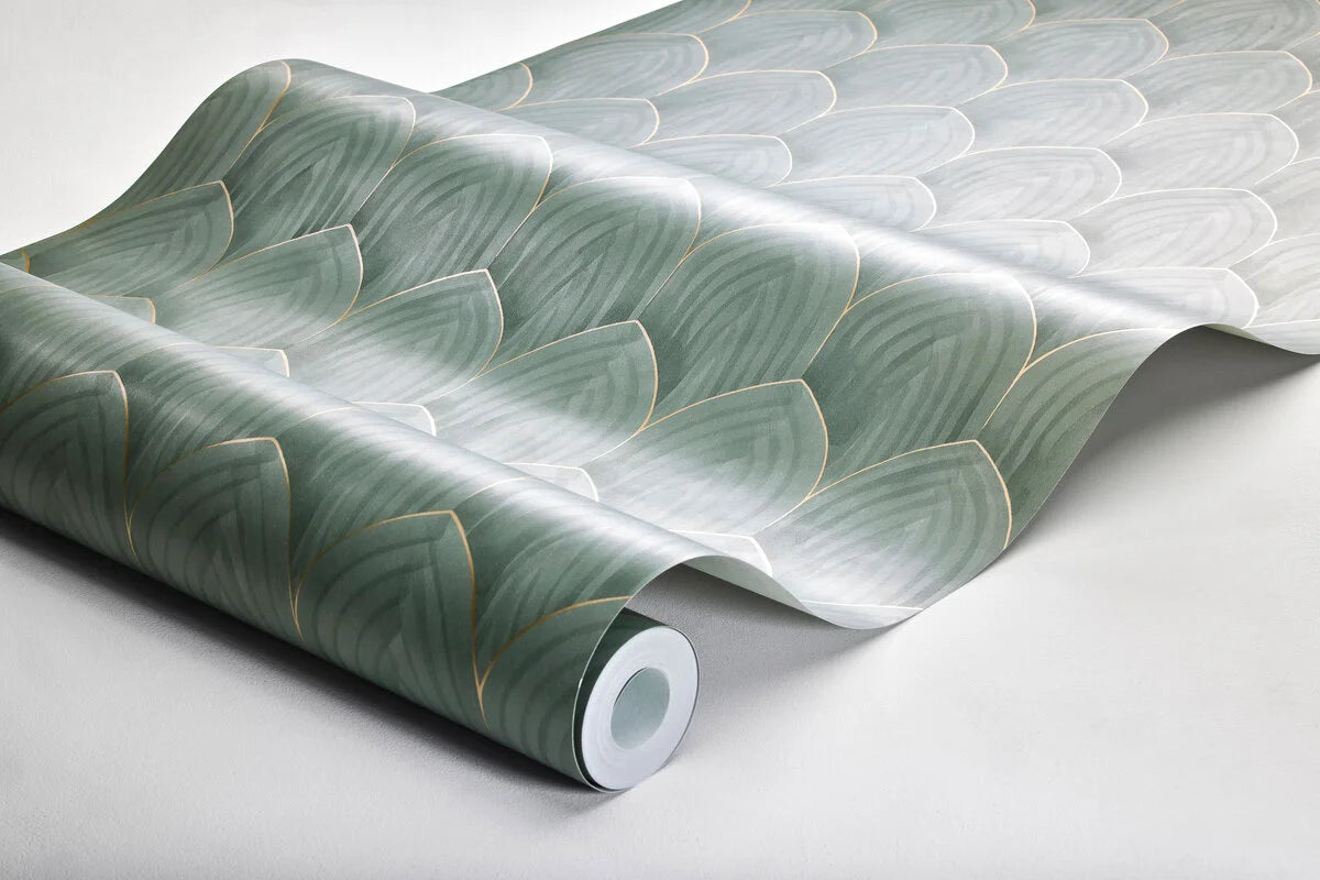 Tapete mit geometrischem Muster von Bögen GOLDEN ARCHES grün