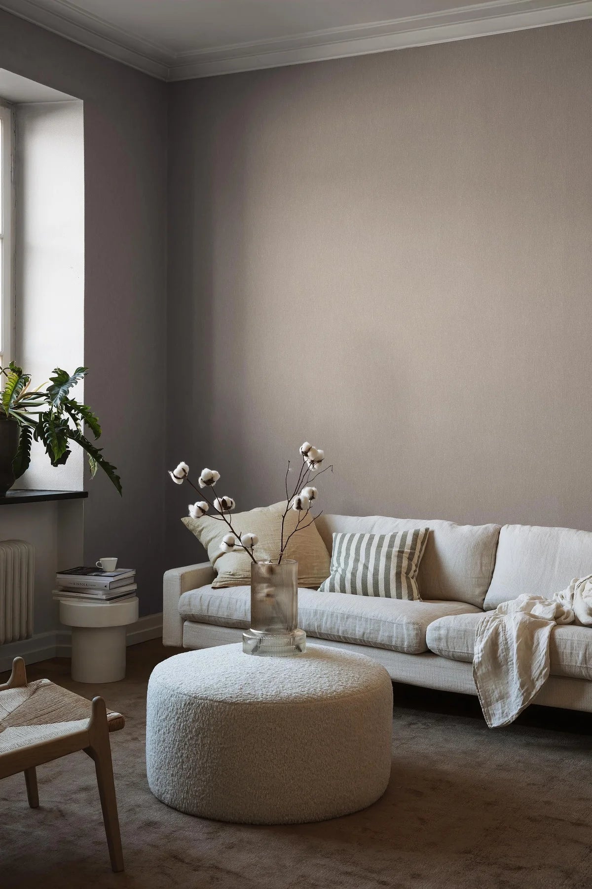 Structural wallpaper imitating linen - MUSCOT LINEN light brown