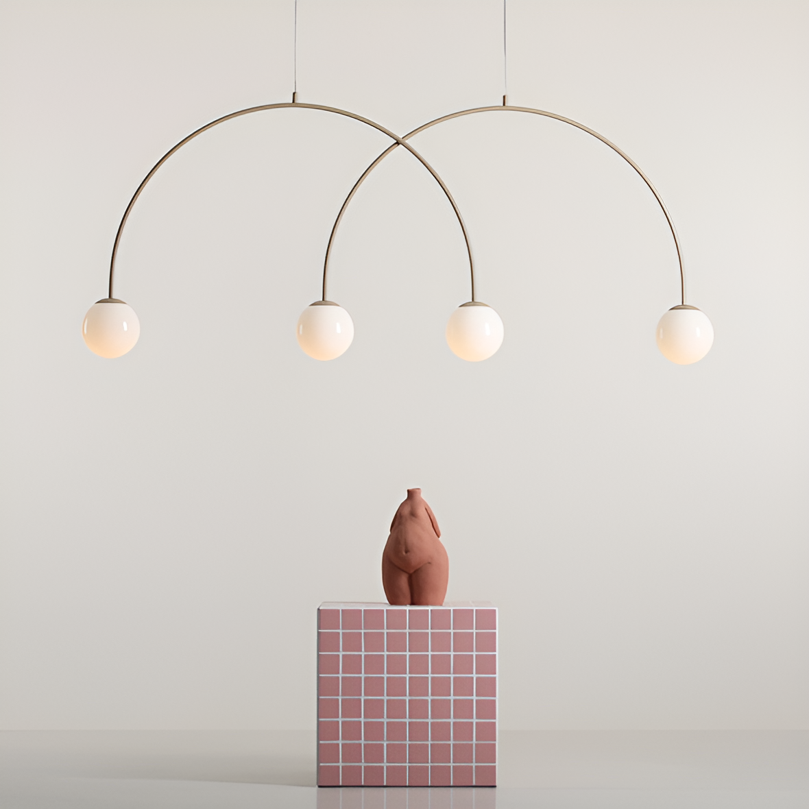 UNA DUO beige hanging lamp
