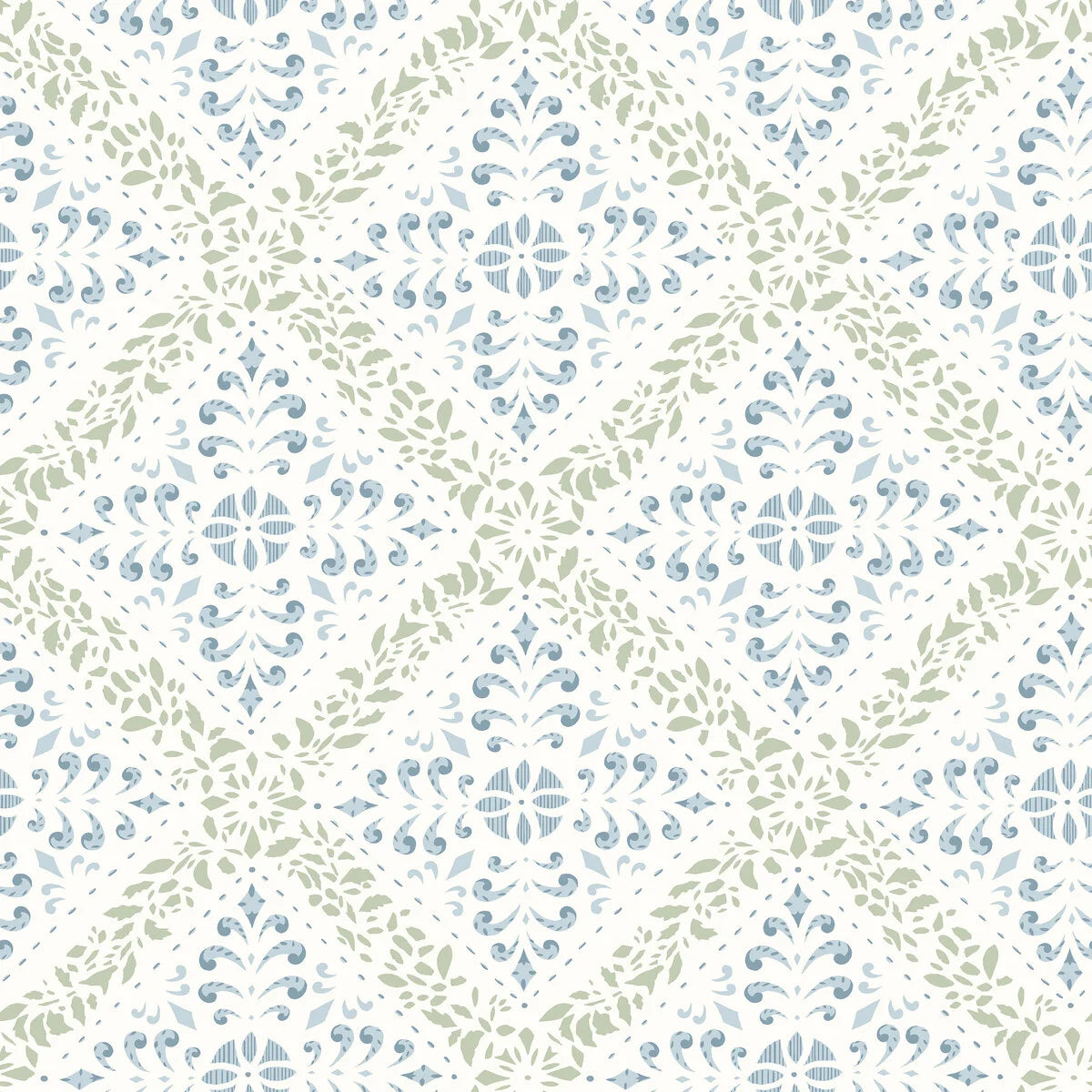 Non-woven paper wallpaper with abstract pattern NYBORG blue with green