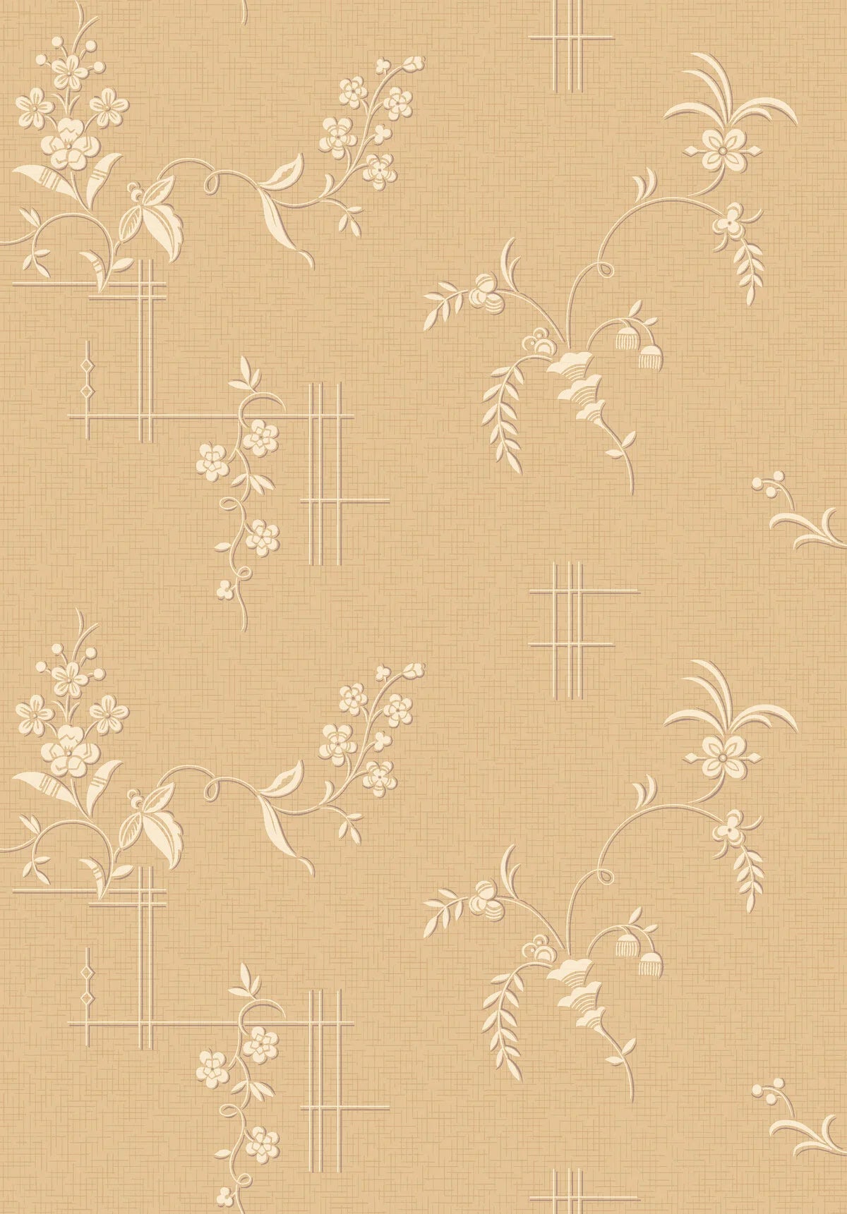 Non-woven paper wallpaper with a plant pattern ULRICEHAMN yellow