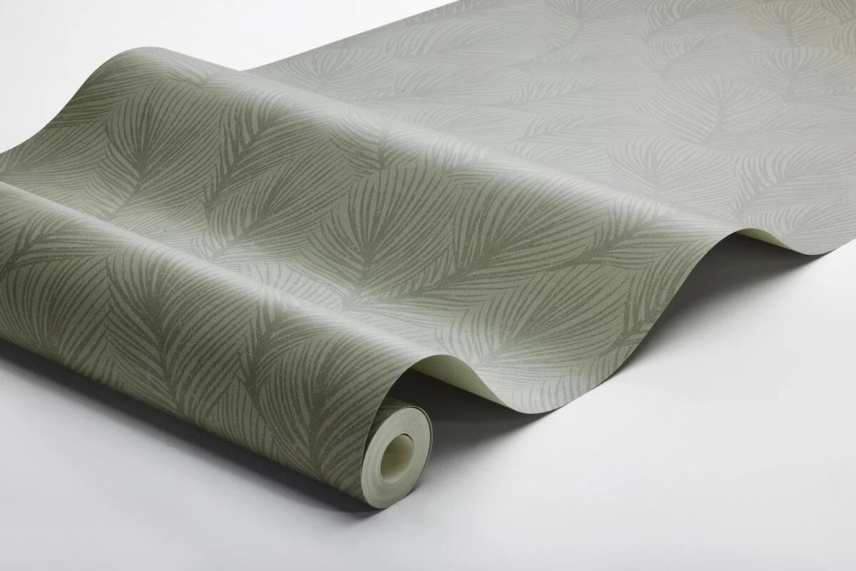 Behang met plantmotief in dennenboom PINE TREE donkergroen