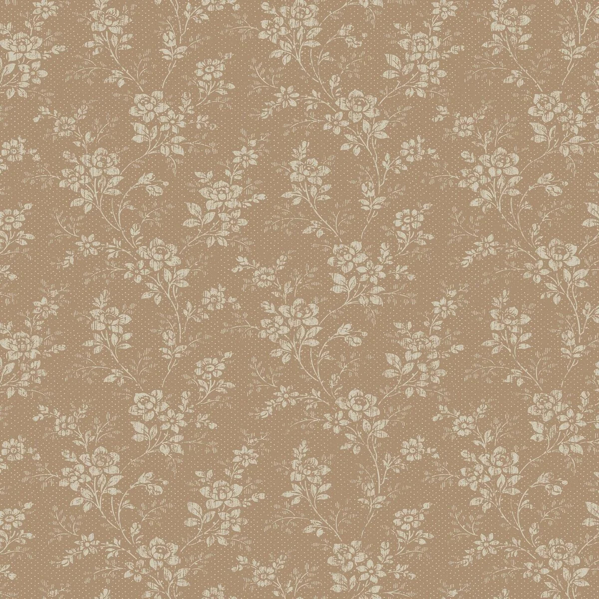Beige en bruine bloemenprint behang HIP ROSE