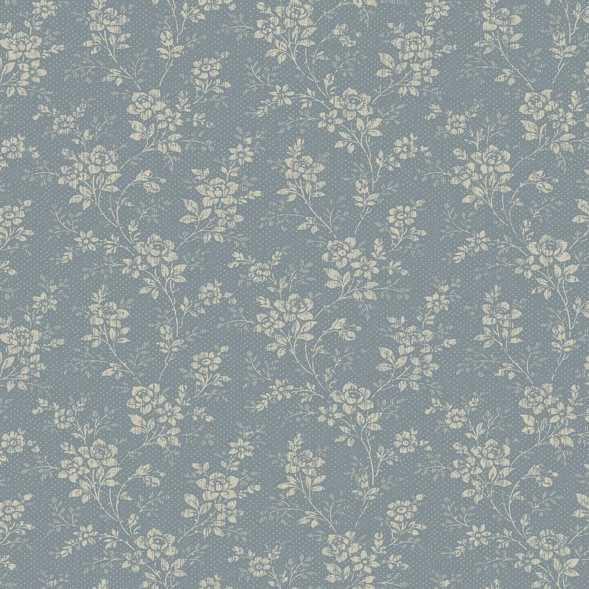Tapete mit floralem Blumenmuster HIP ROSE hellblau mit beige