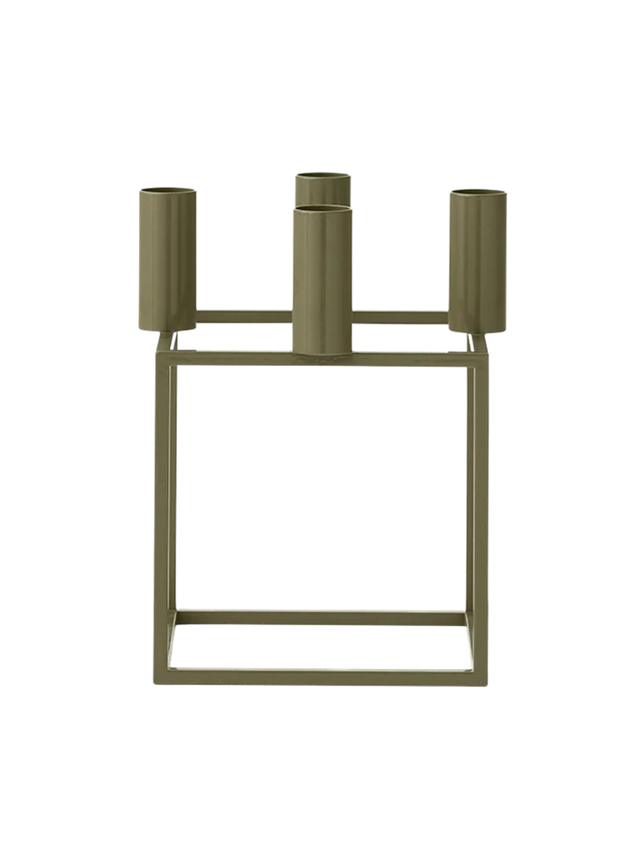 Olijfgroene KUBUS kaarsenhouder