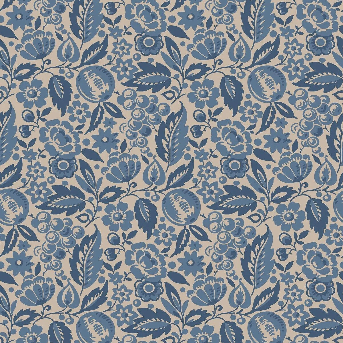 Behang met bloemenmotief ELISE blauw