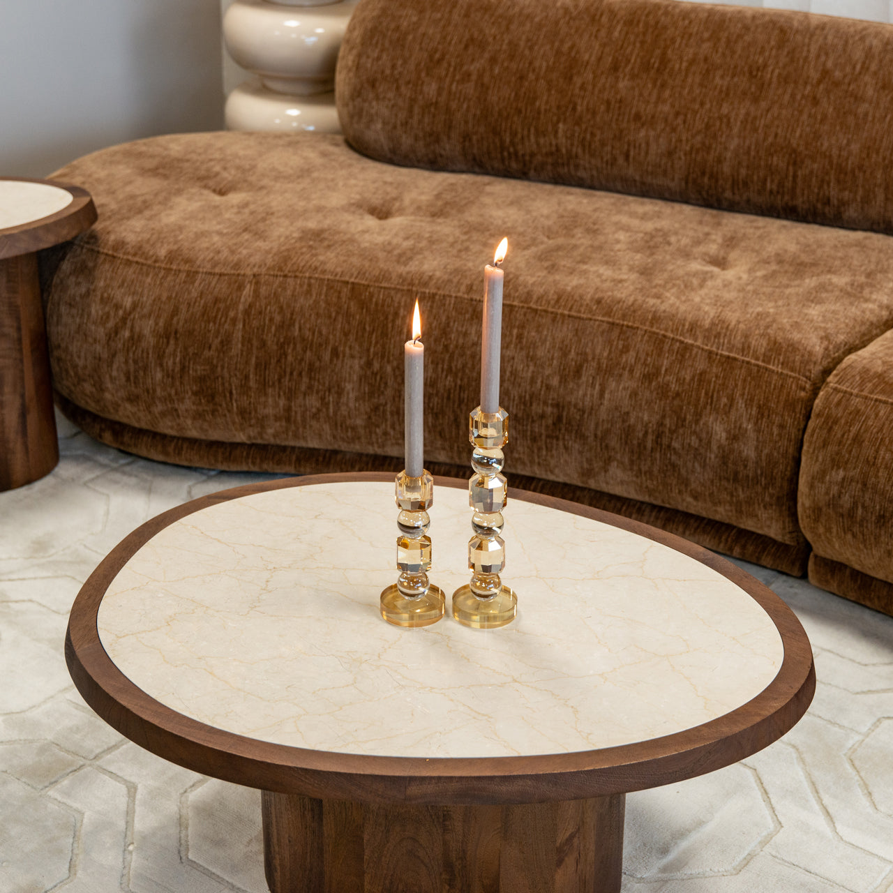 Koffietafel MELROSE mango hout met marmer