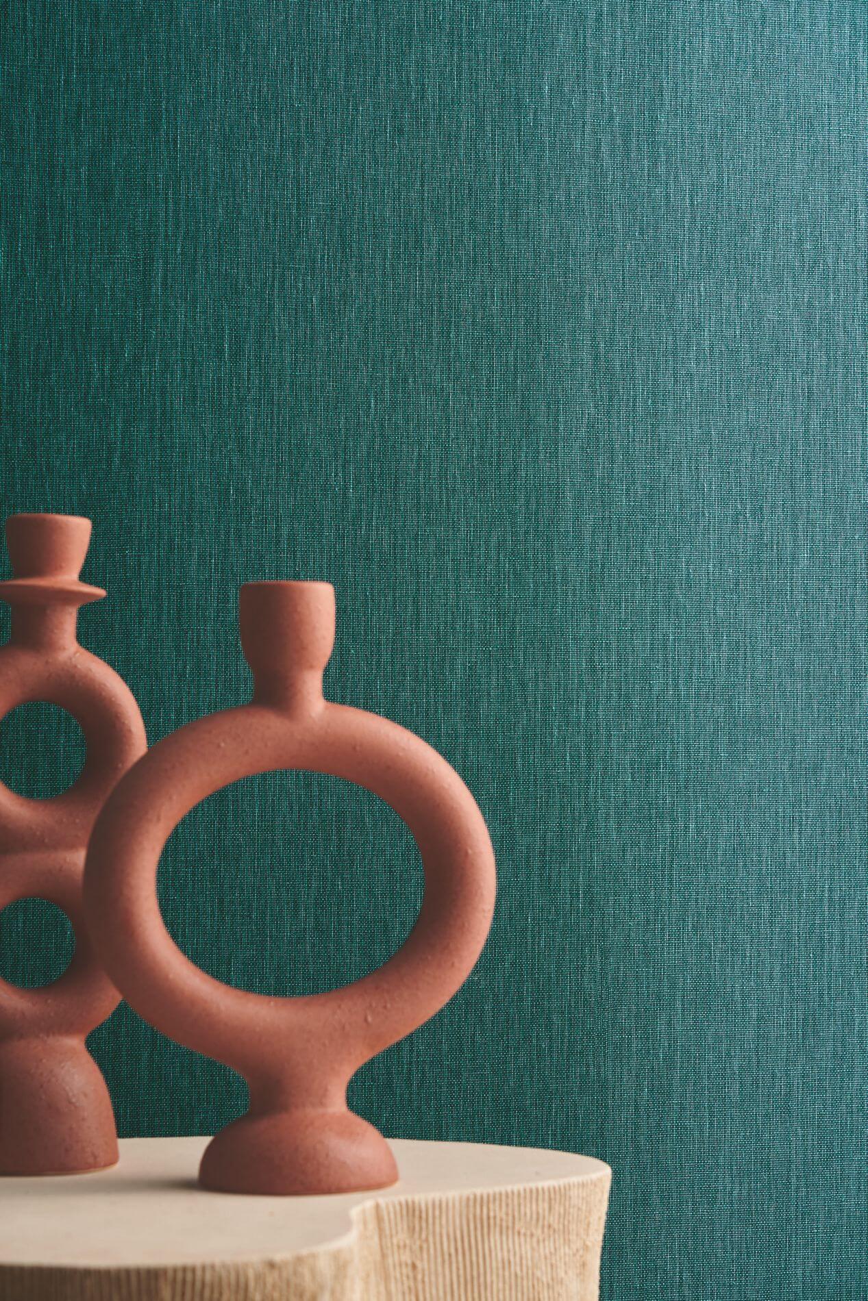 Textured linen wallpaper ATMOSPHERE - DARK BLUE PETROLE