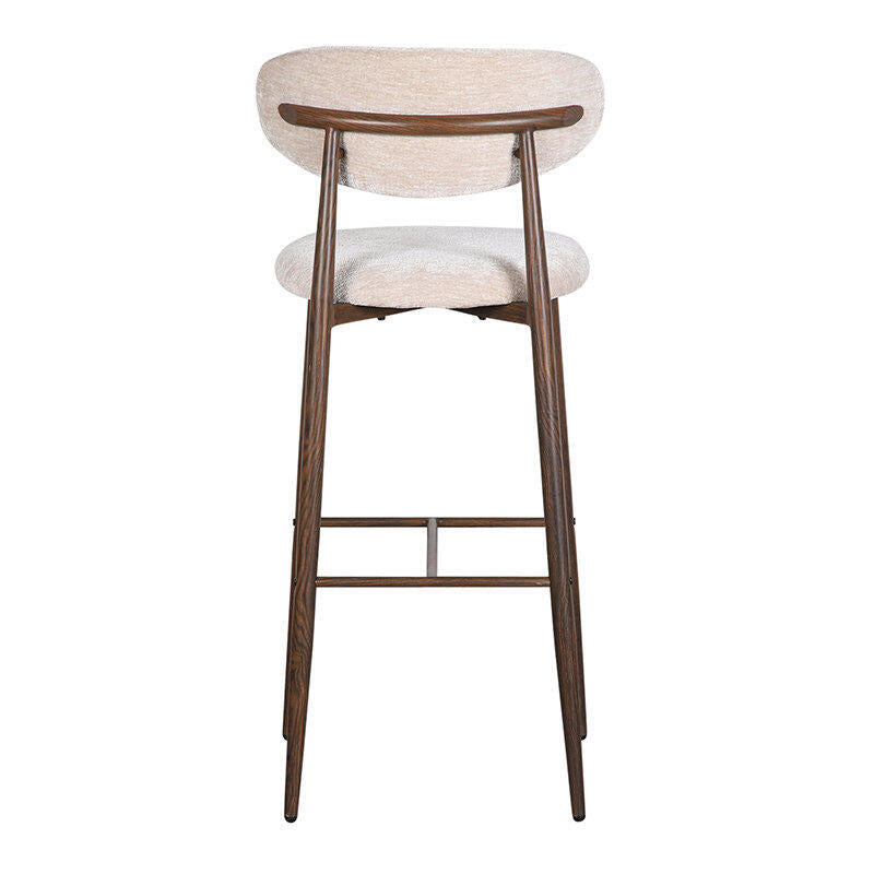 Hocker JAPANDI beige met een donkere houten basis