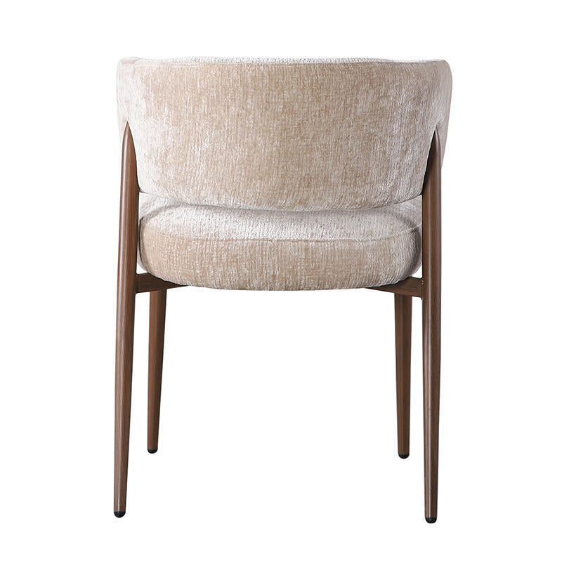 Stuhl FUJI beige mit dunklem Holzgestell