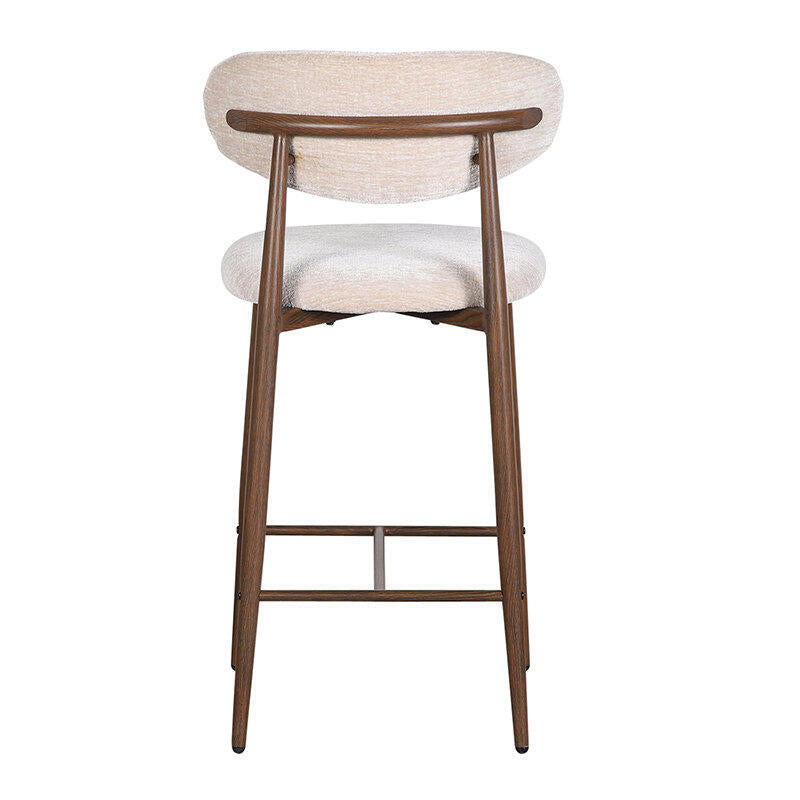 Hocker JAPANDI beige met een donkere houten basis
