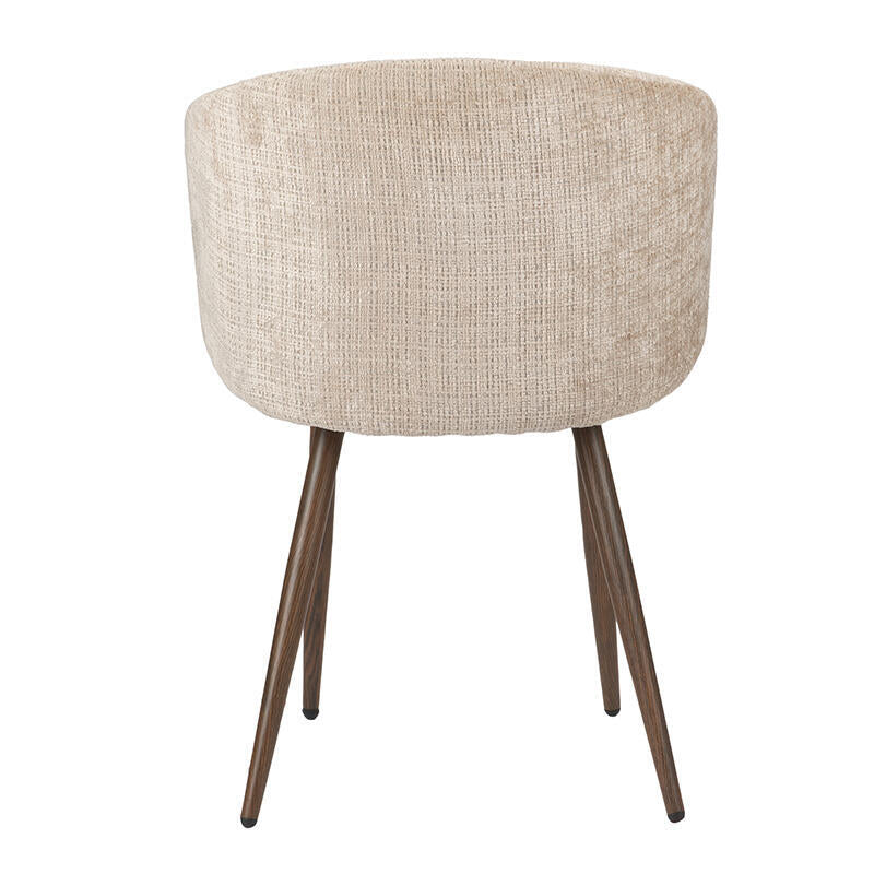 Stoel LUNA crème beige met een donkere houten basis