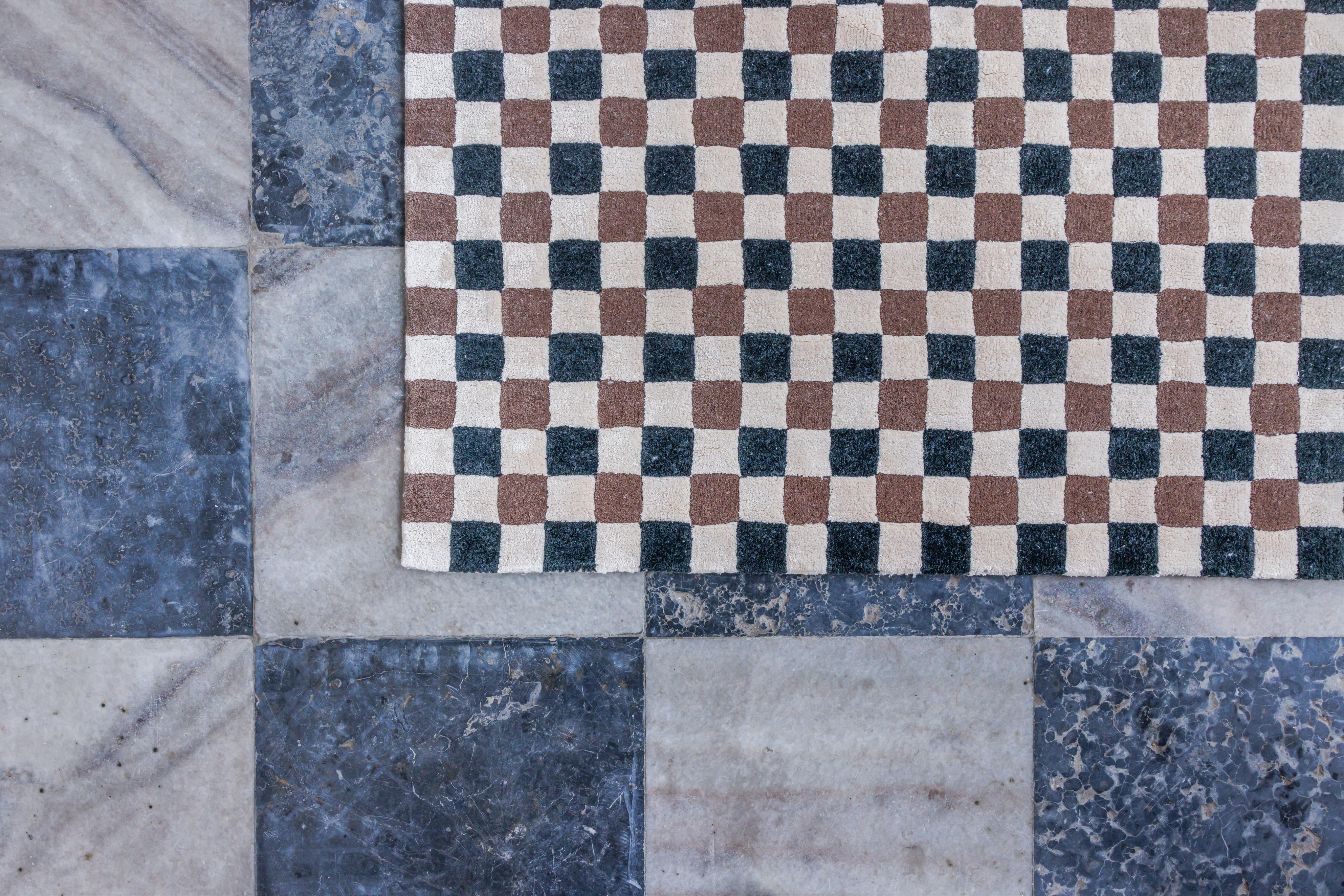 FLICKER rug dark green with beige and brown