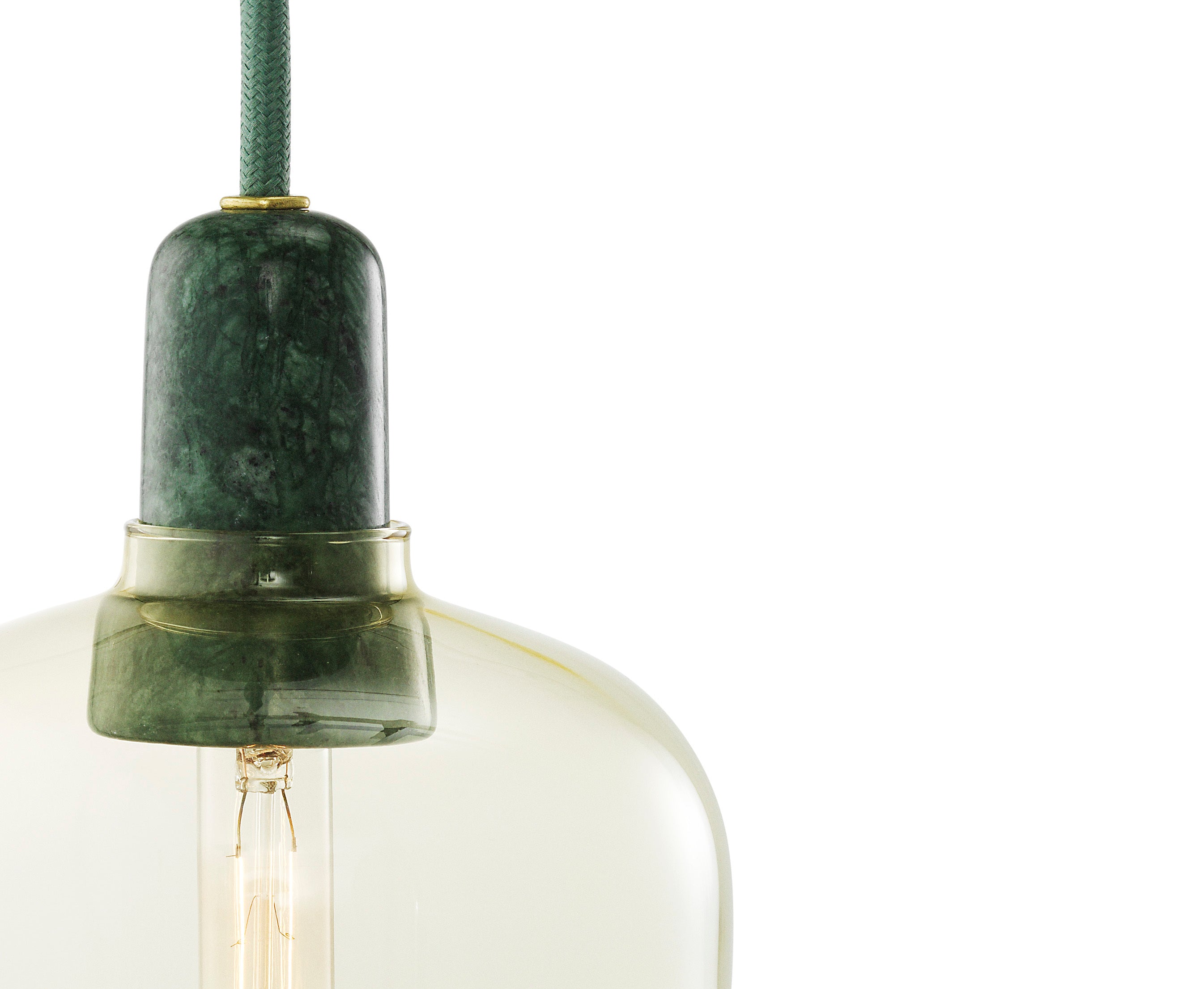 Hanglamp AMP gele glas met groene marmer