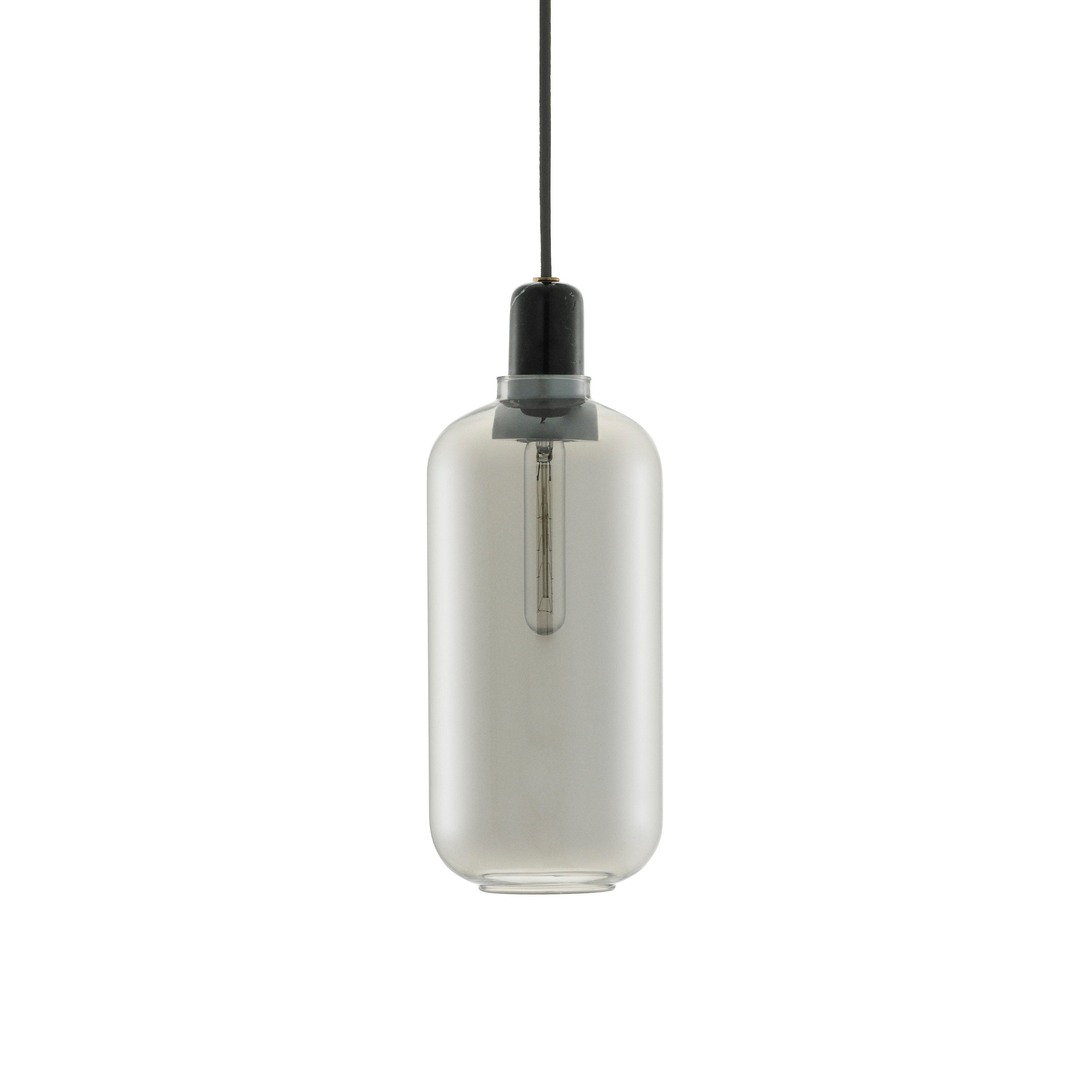 Hanglamp AMP LARGE rokerig glas met zwarte marmer