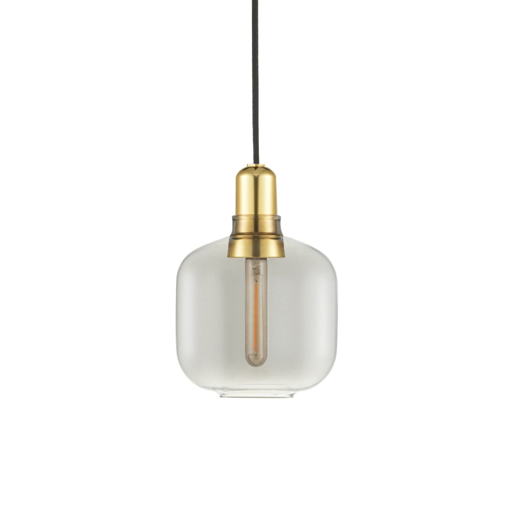 AMP pendant lamp in smoked glass with a gold finish