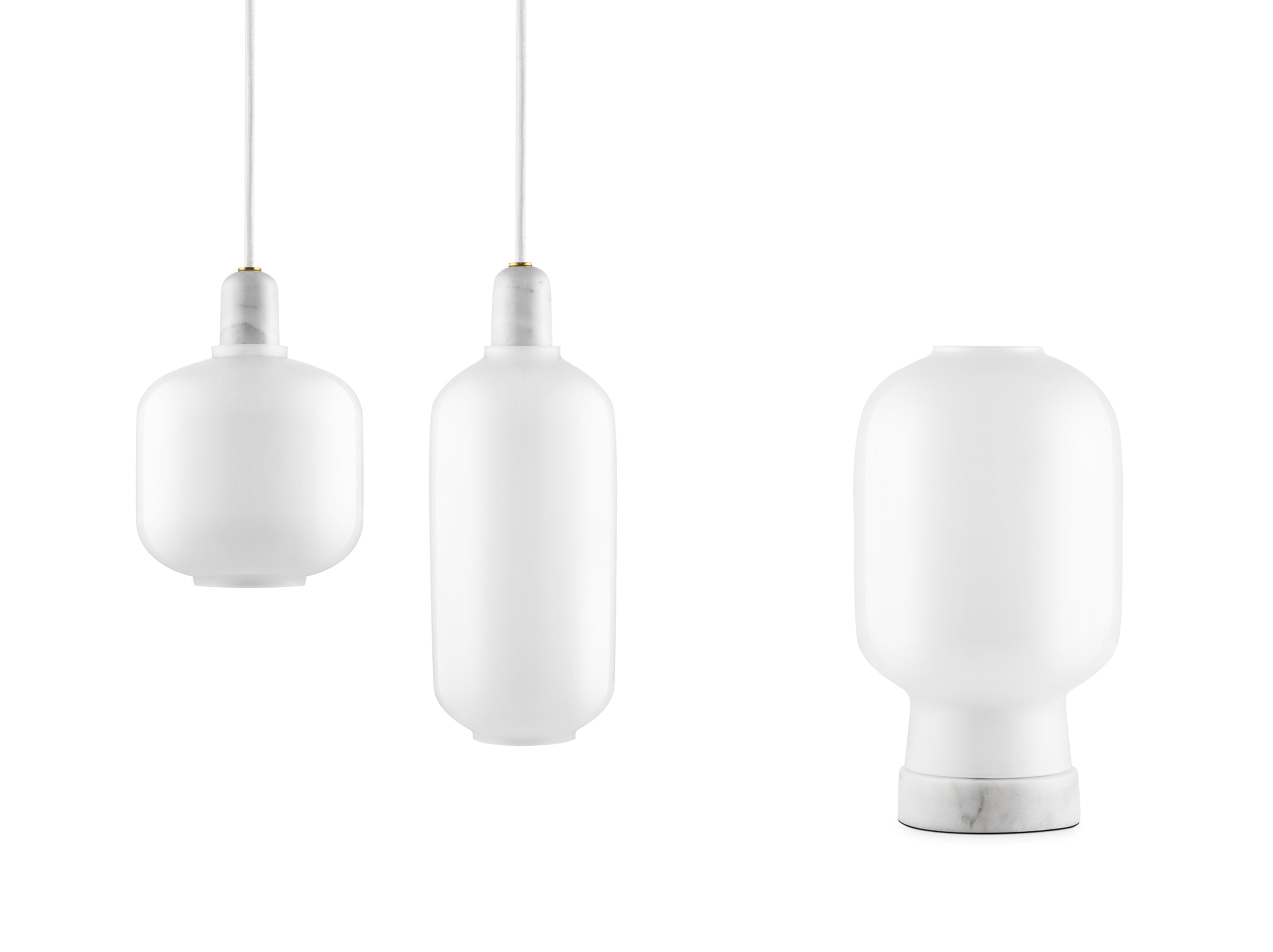 AMP pendant lamp white glass with white marble