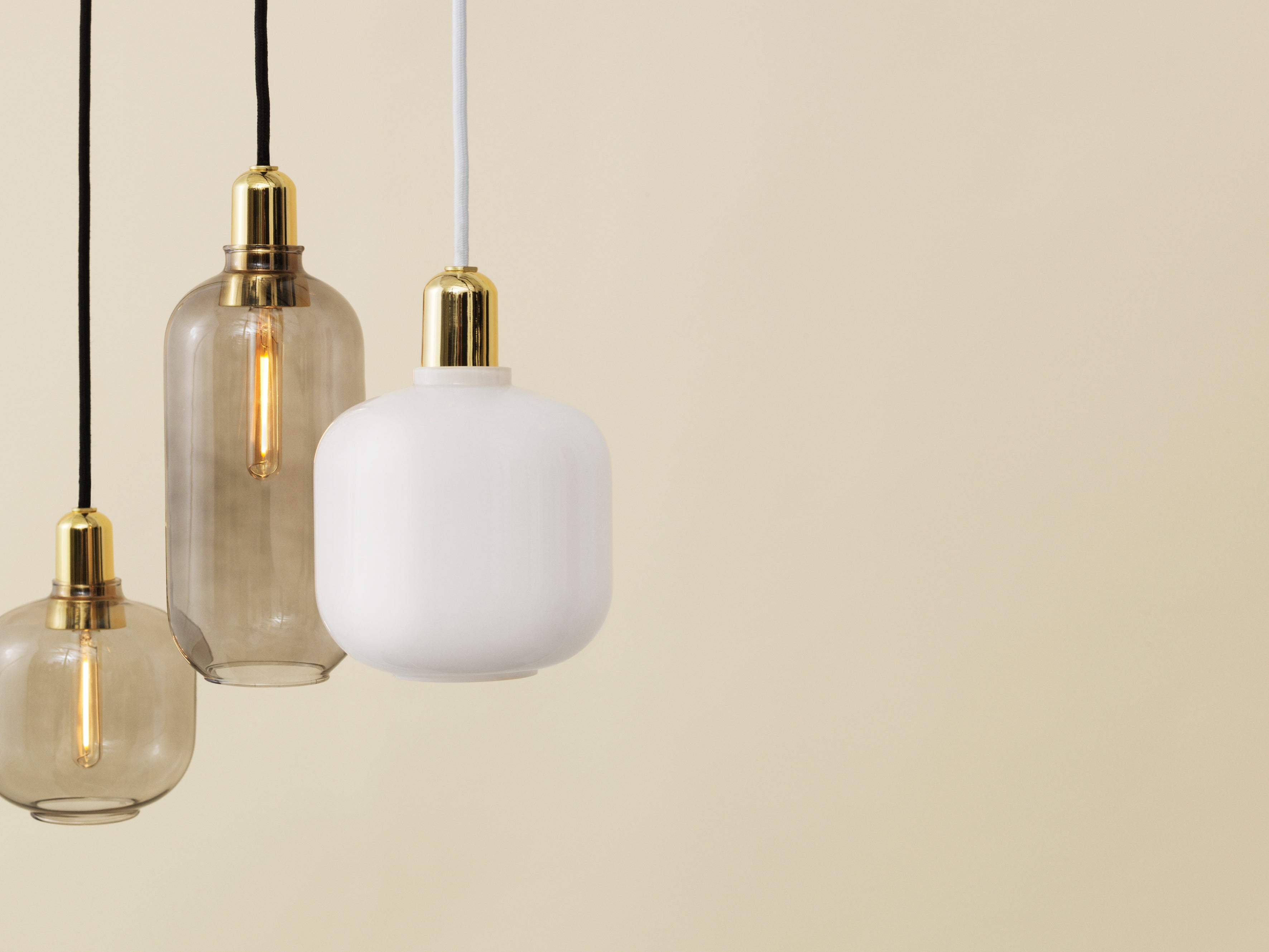 AMP LARGE pendant lamp in smoked glass with a gold finish