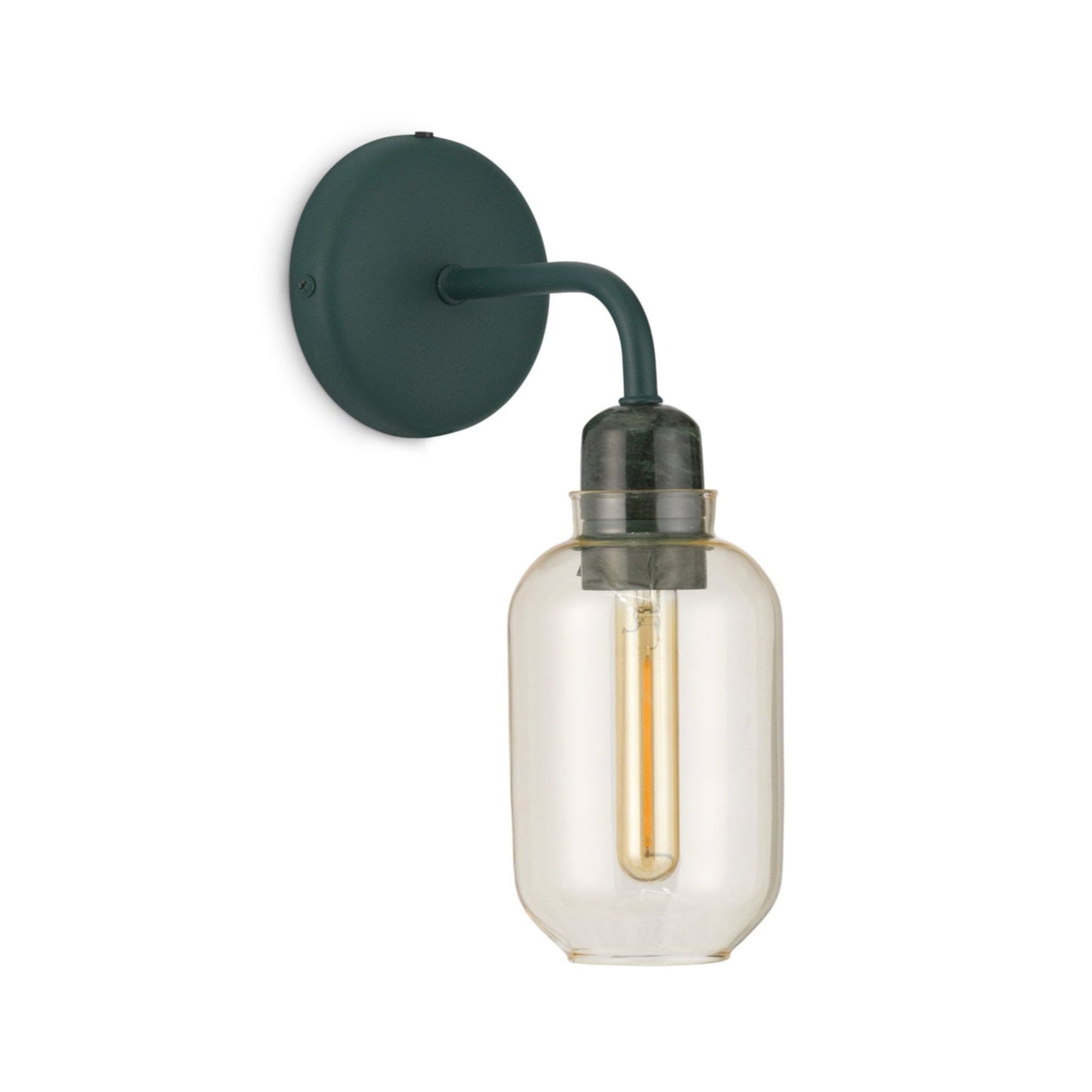 Wandlamp AMP gele glas met groene marmer