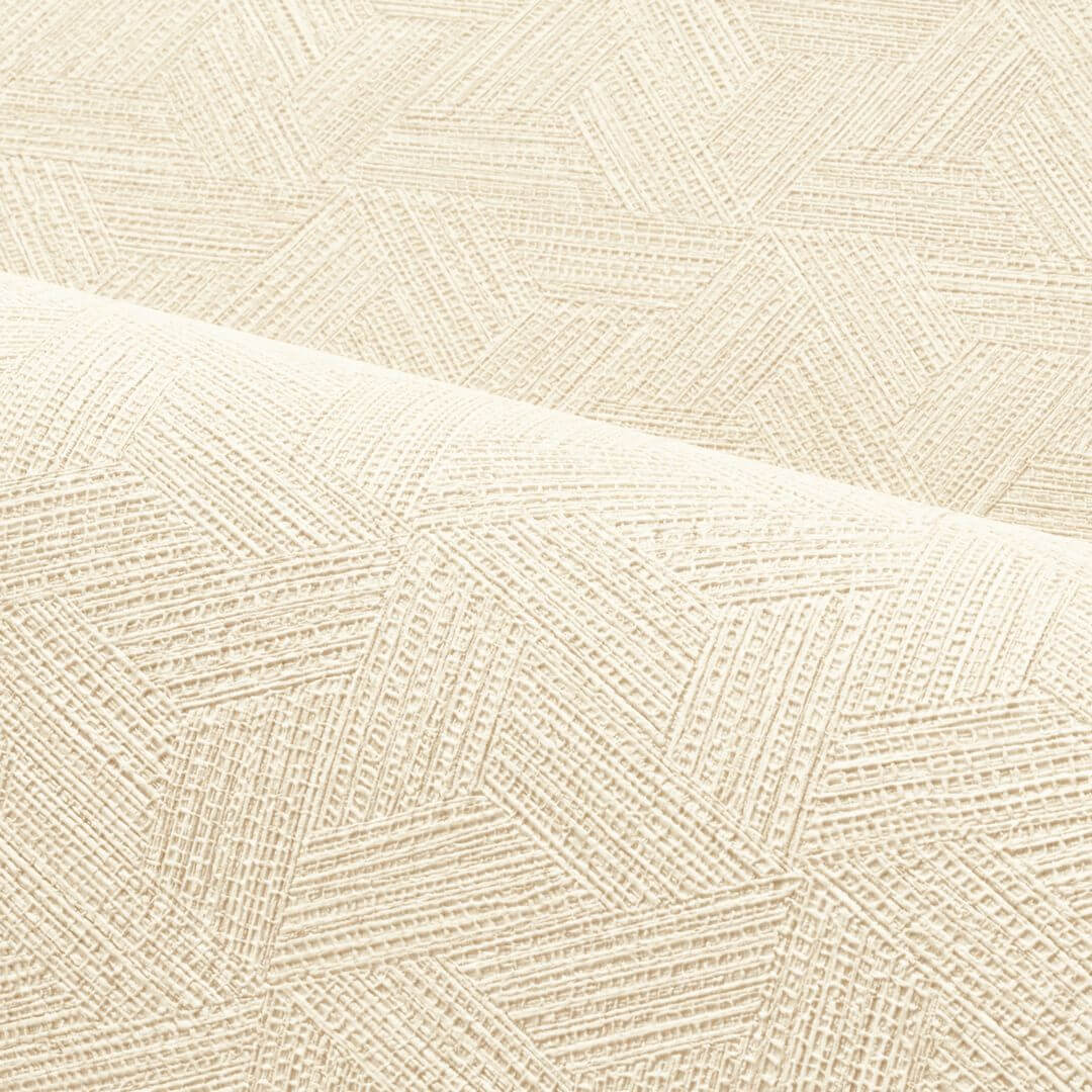 Geometrische Struktur-Tapete inspiriert von Bananenblatt LINDU - IVORY Elfenbein